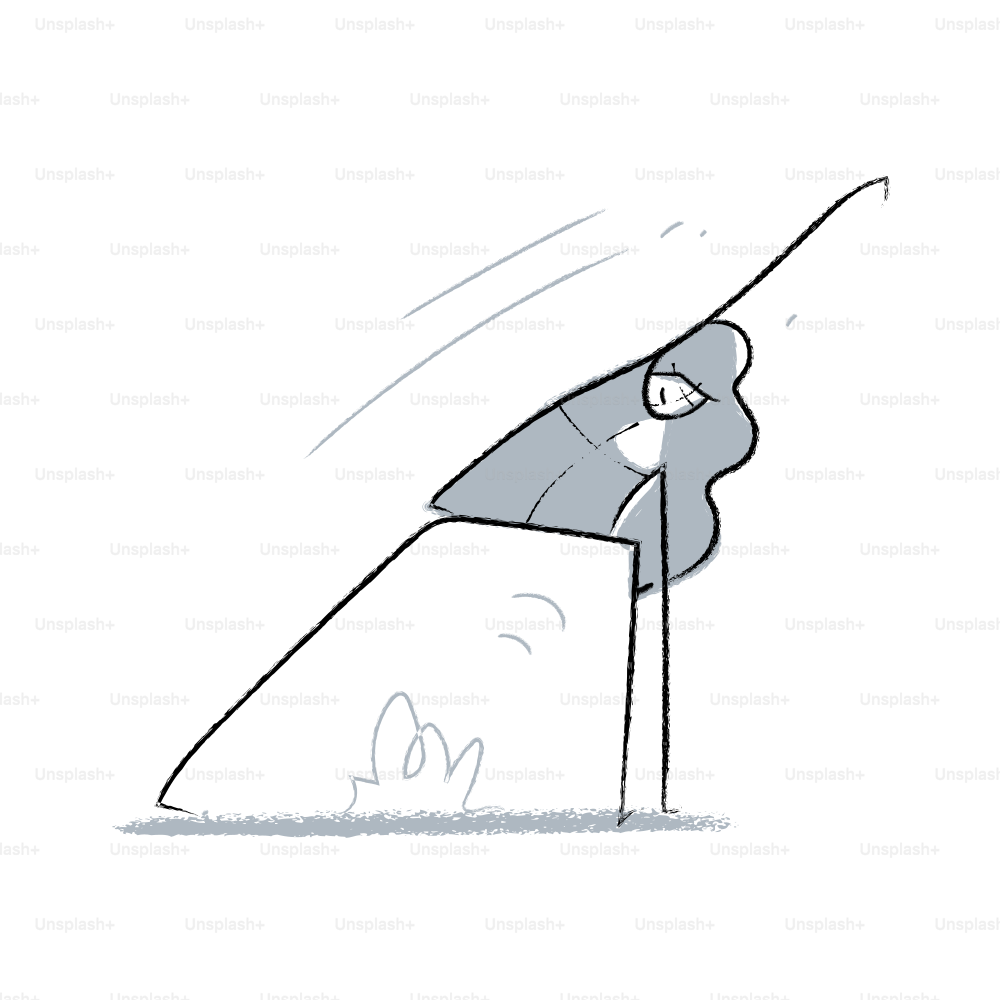 Stylized drawing of a person wearing a hat.