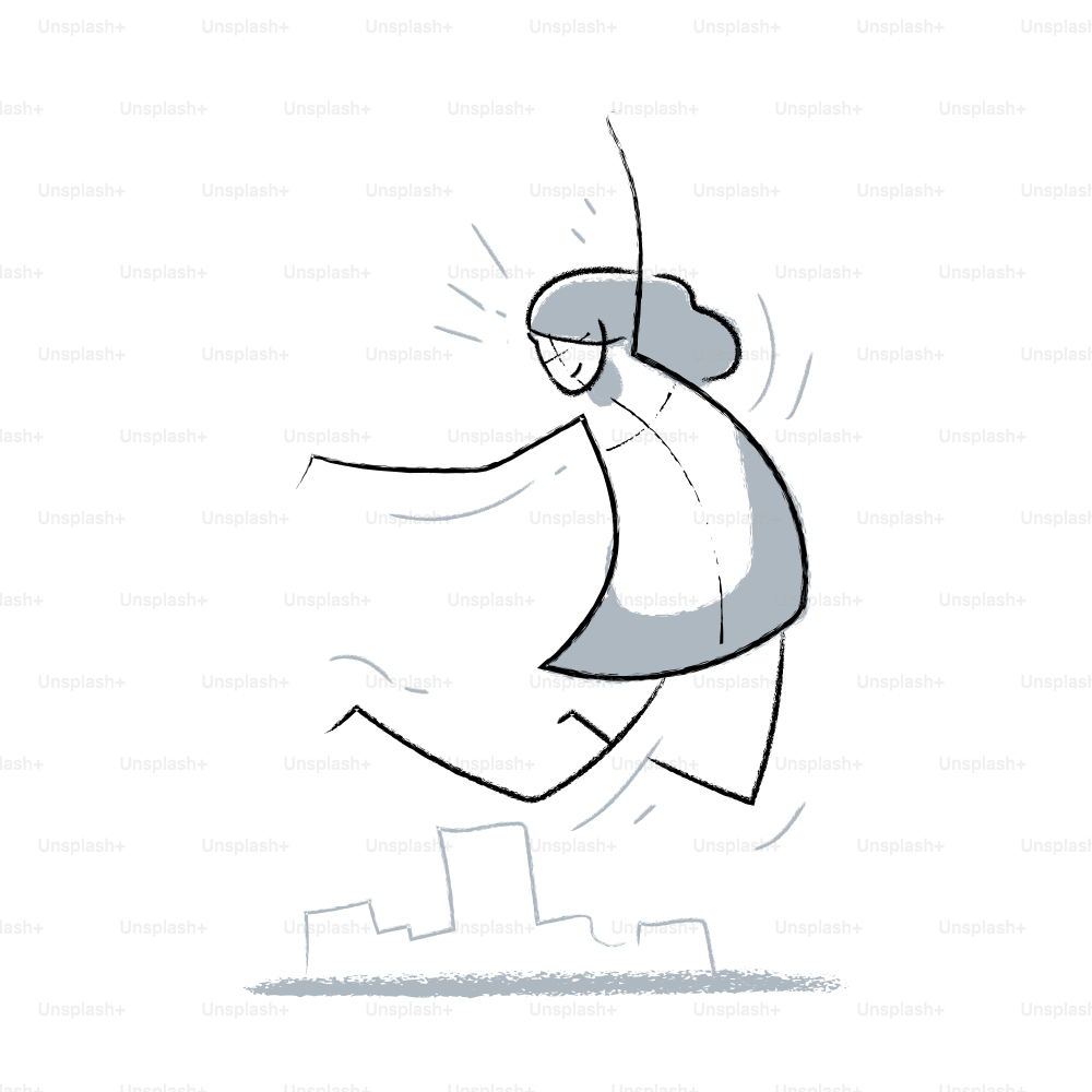 A stylized drawing of a person jumping in the air