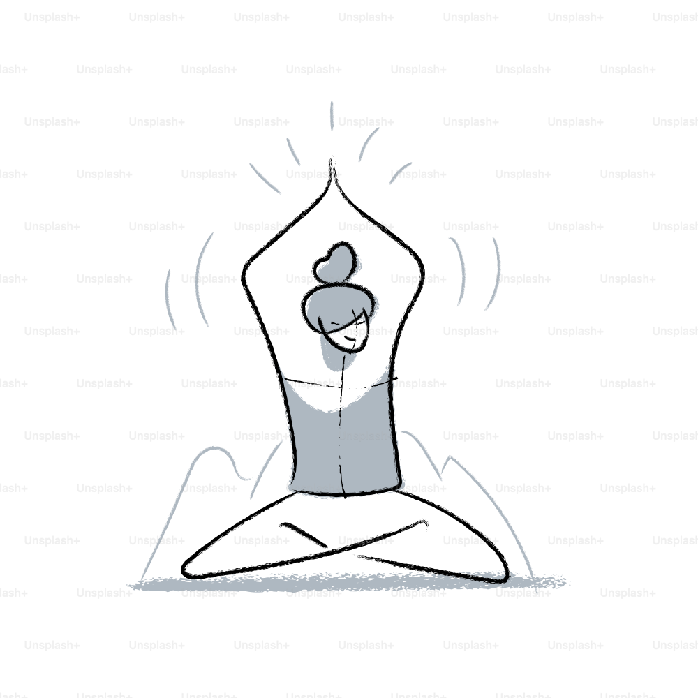 Woman meditating with arms raised in yoga pose.