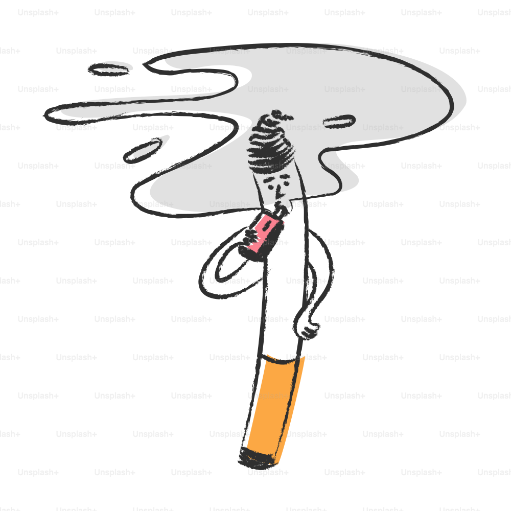 cartoon cigarette with smoke man smokes and is caught in his own smoke, vector illustration. Black outlined and colored Stock Vector Image & Art cartoon with cigarette Pack Smoke
