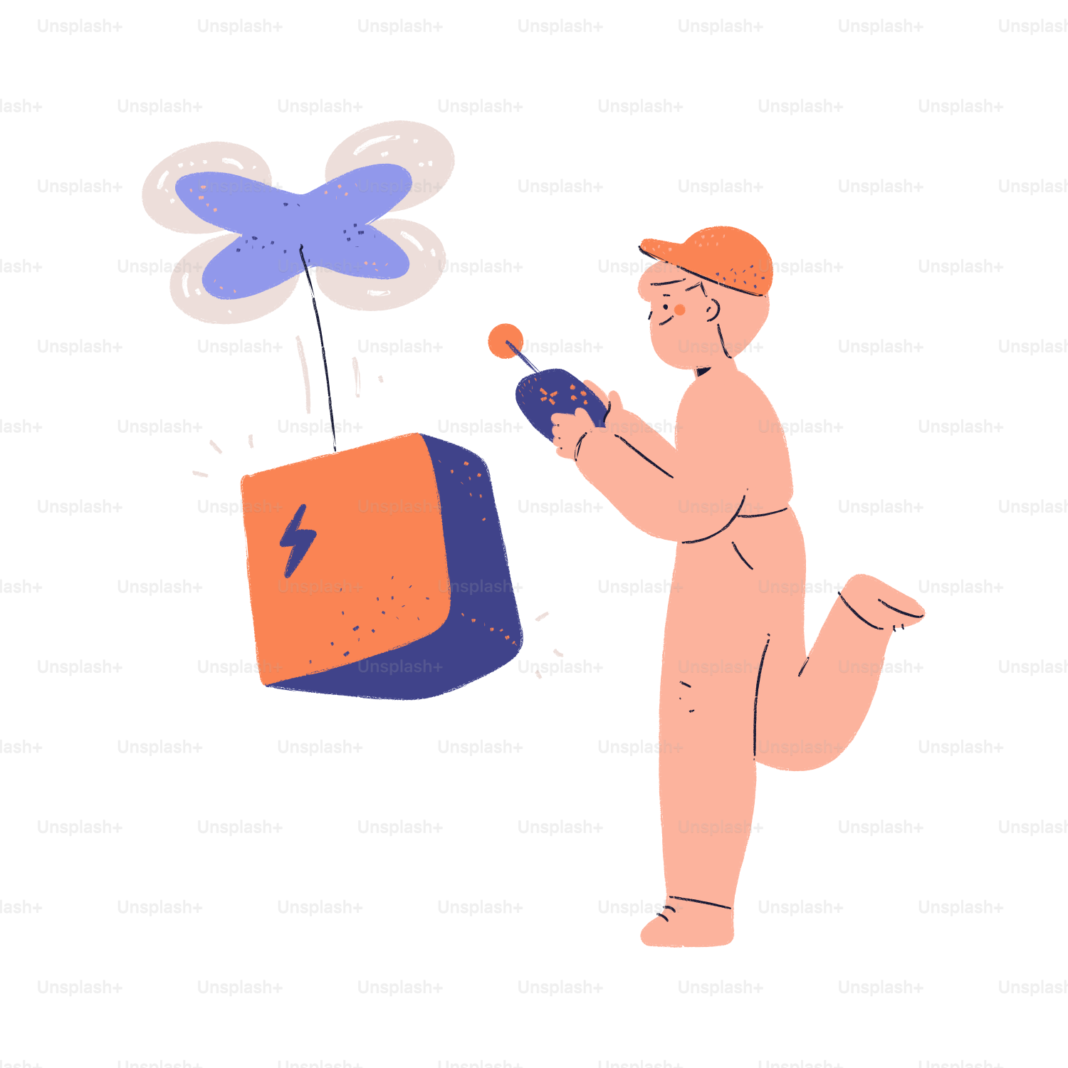 Person controlling a drone delivering a package