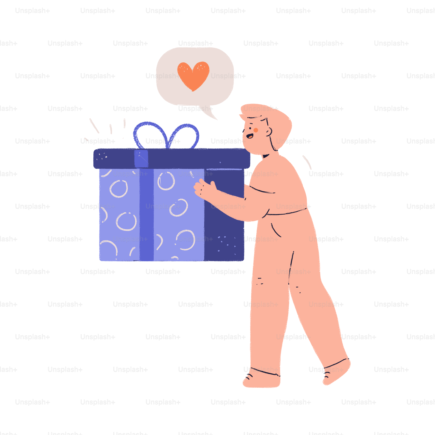 Person holding a large gift box with a heart icon.