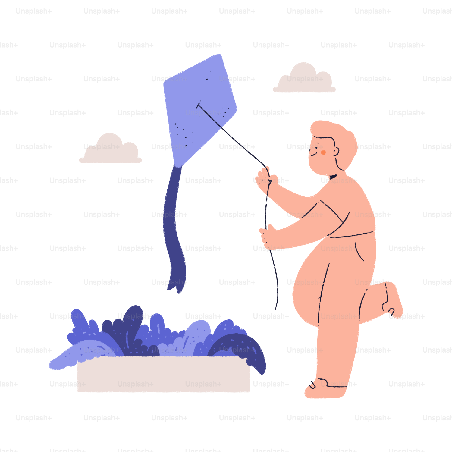 風の強い日に凧を飛ばす人