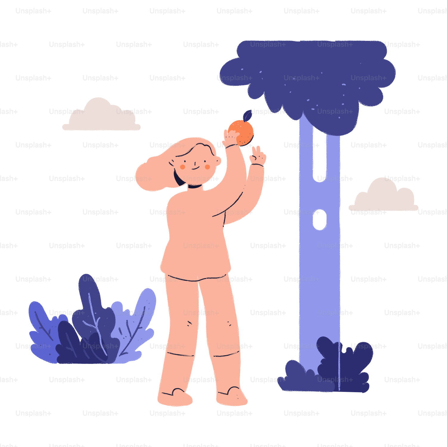 Person picking an orange from a tree