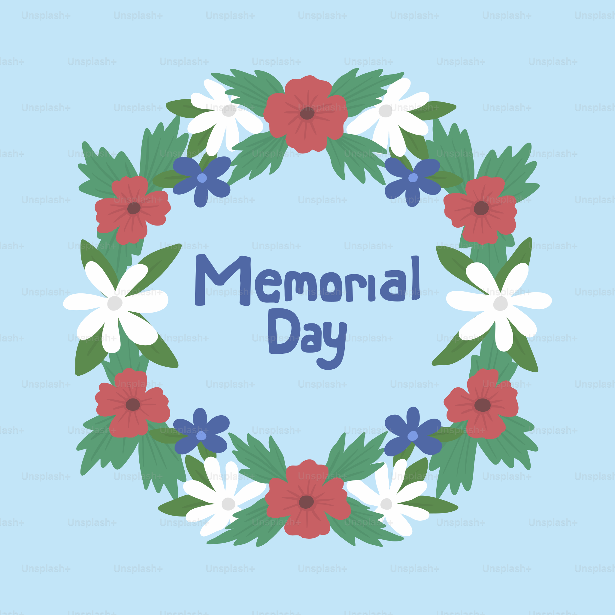 Blumenkranz mit dem Text "Memorial Day"