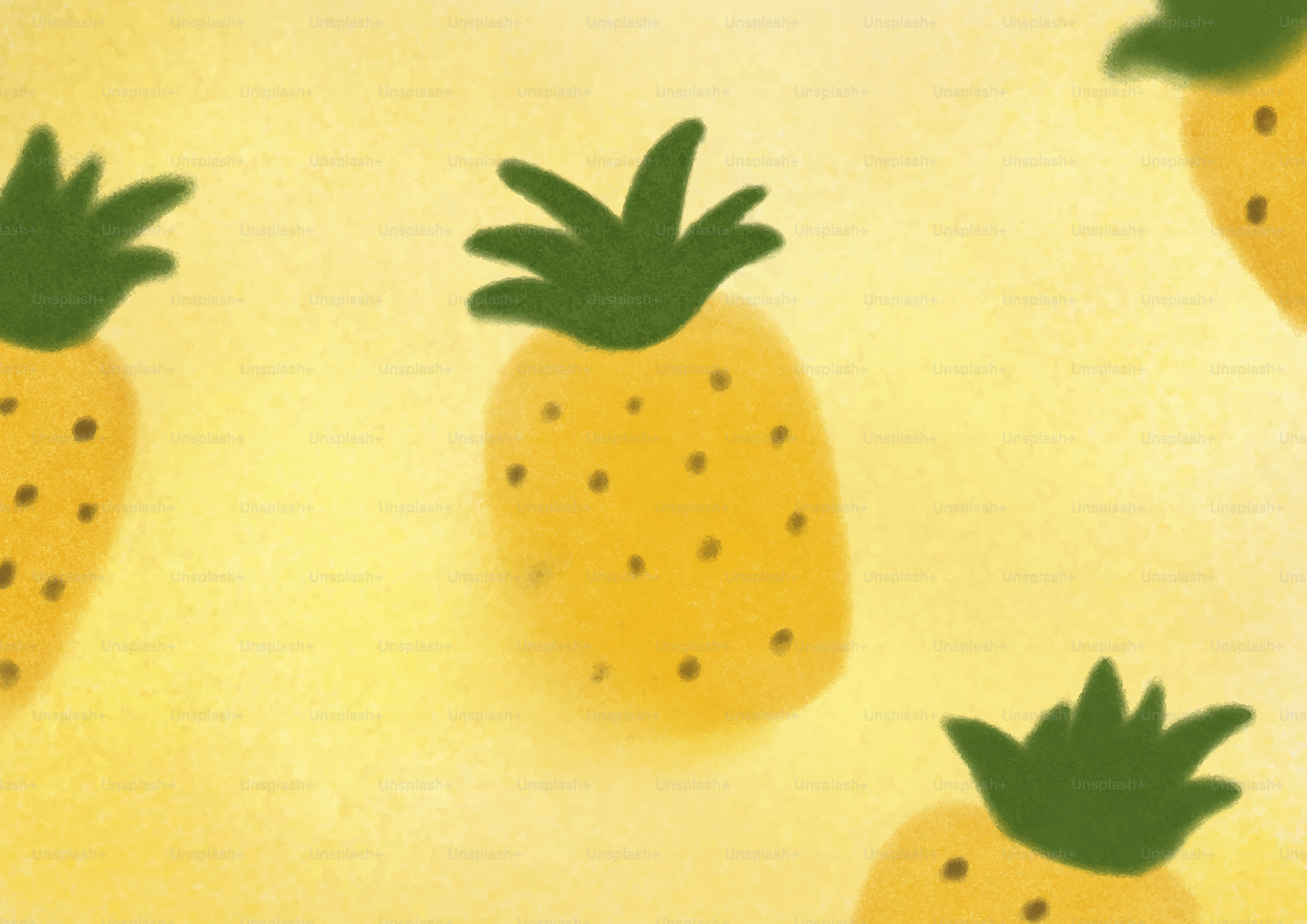 Several yellow pineapples on a yellow background
