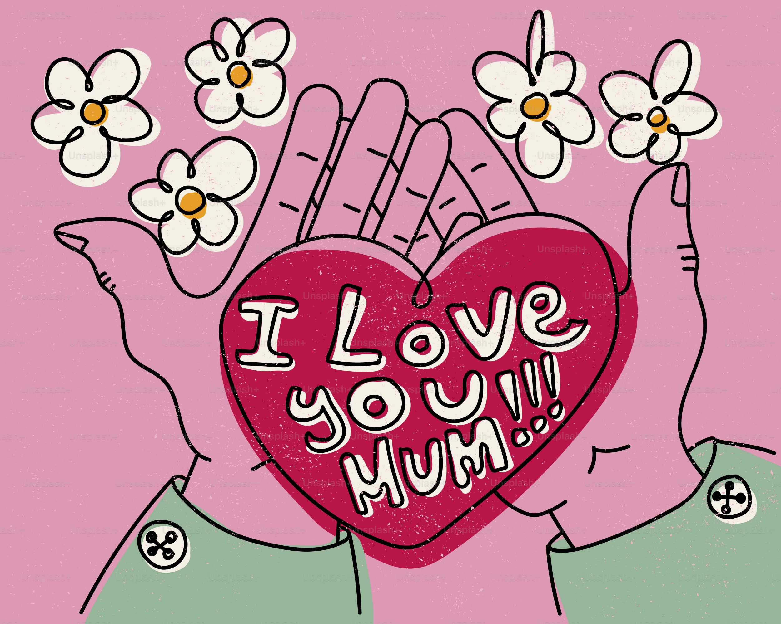 Mani che tengono un cuore che dice ti voglio bene mamma