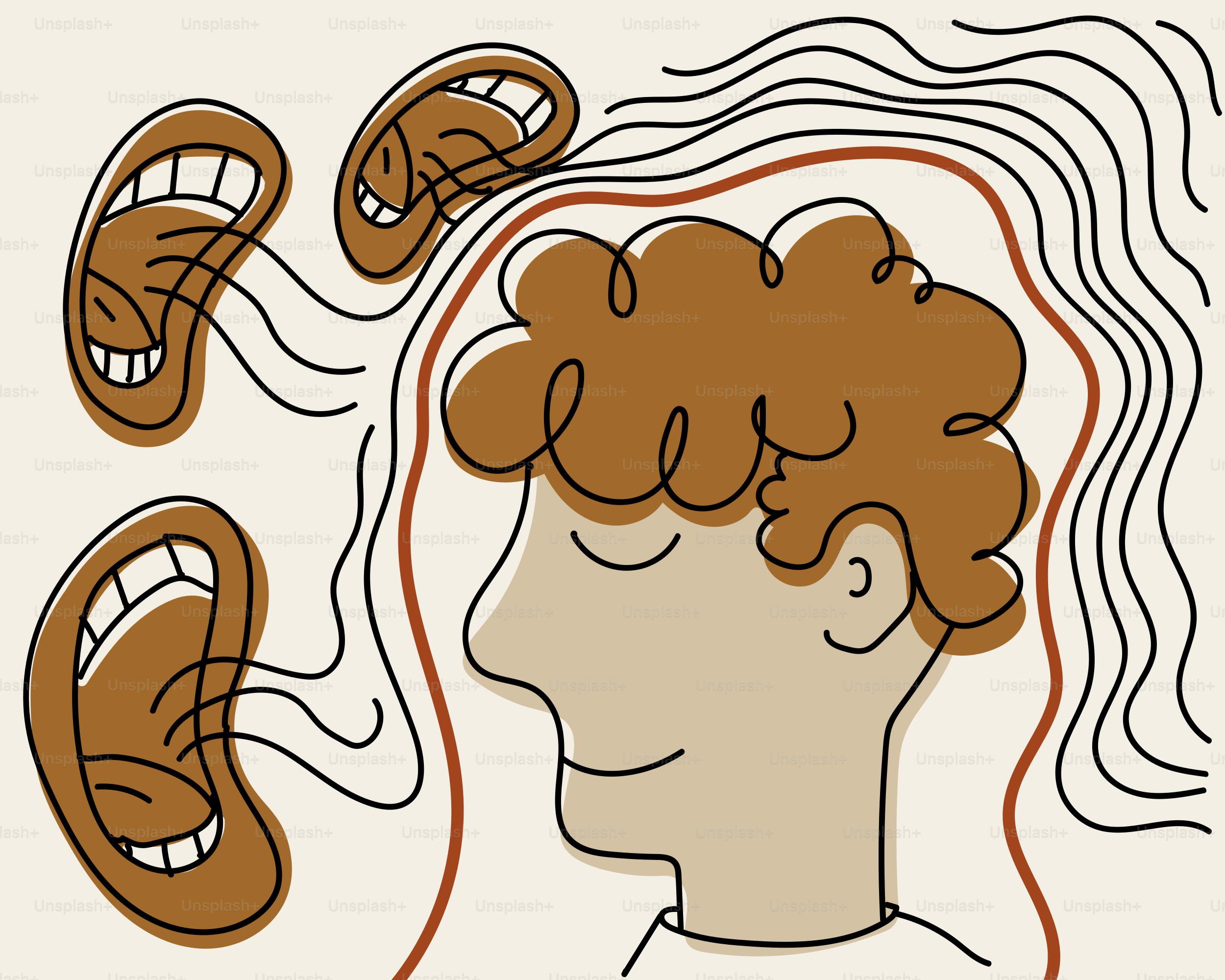 Testa con la bocca aperta che ci parla dentro