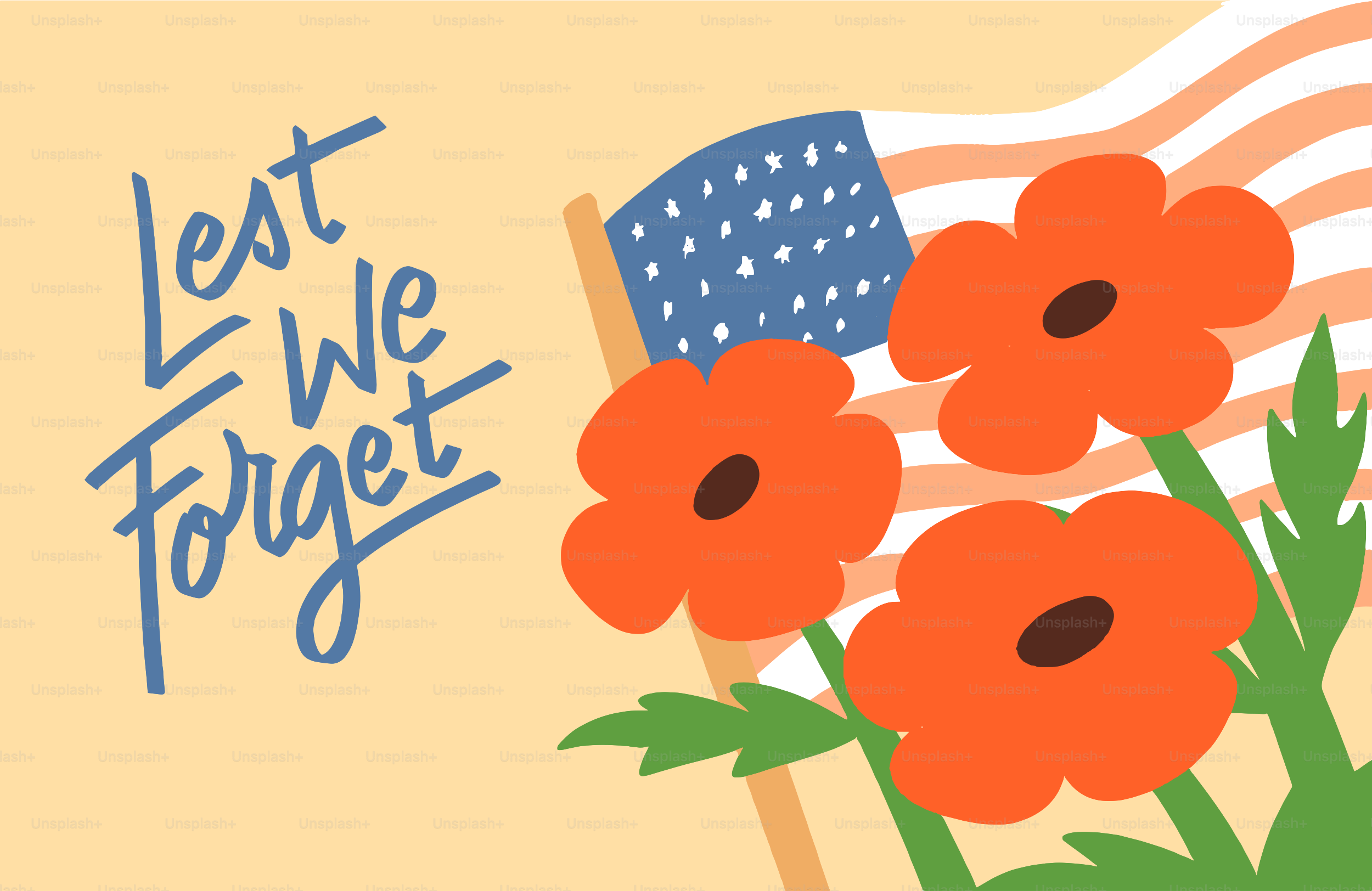 Que no se nos olvide con amapolas y bandera