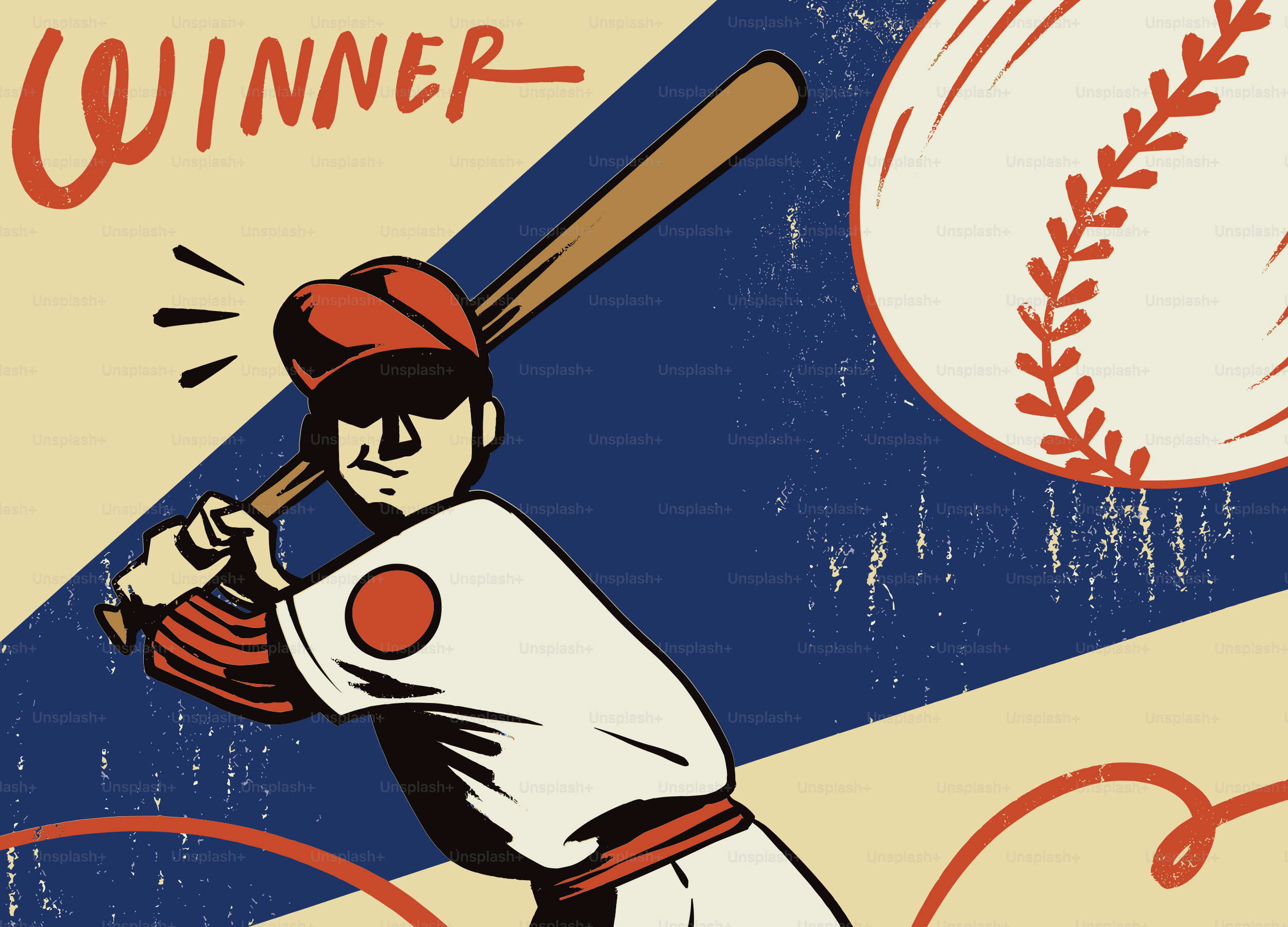 야구 선수가 타석에 "승자" 문구와 함께 있습니다.