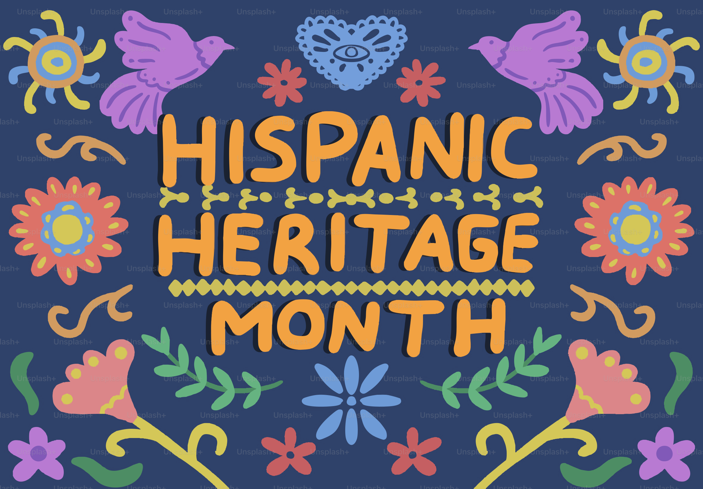 Hispanischer Kulturerbemonat mit farbenfrohen Volkskunstdekorationen