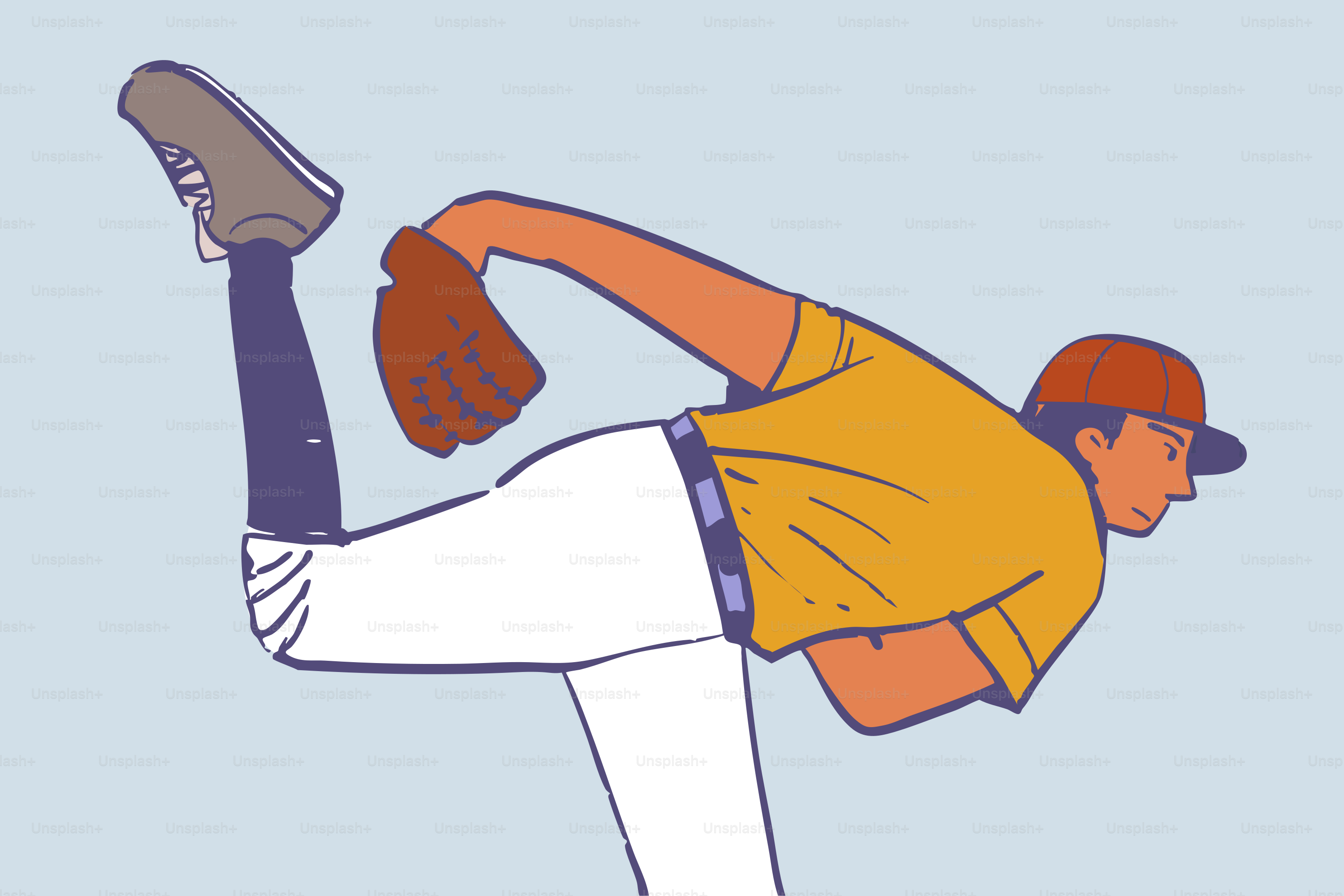 Baseball pitcher in mid-throw against blue background