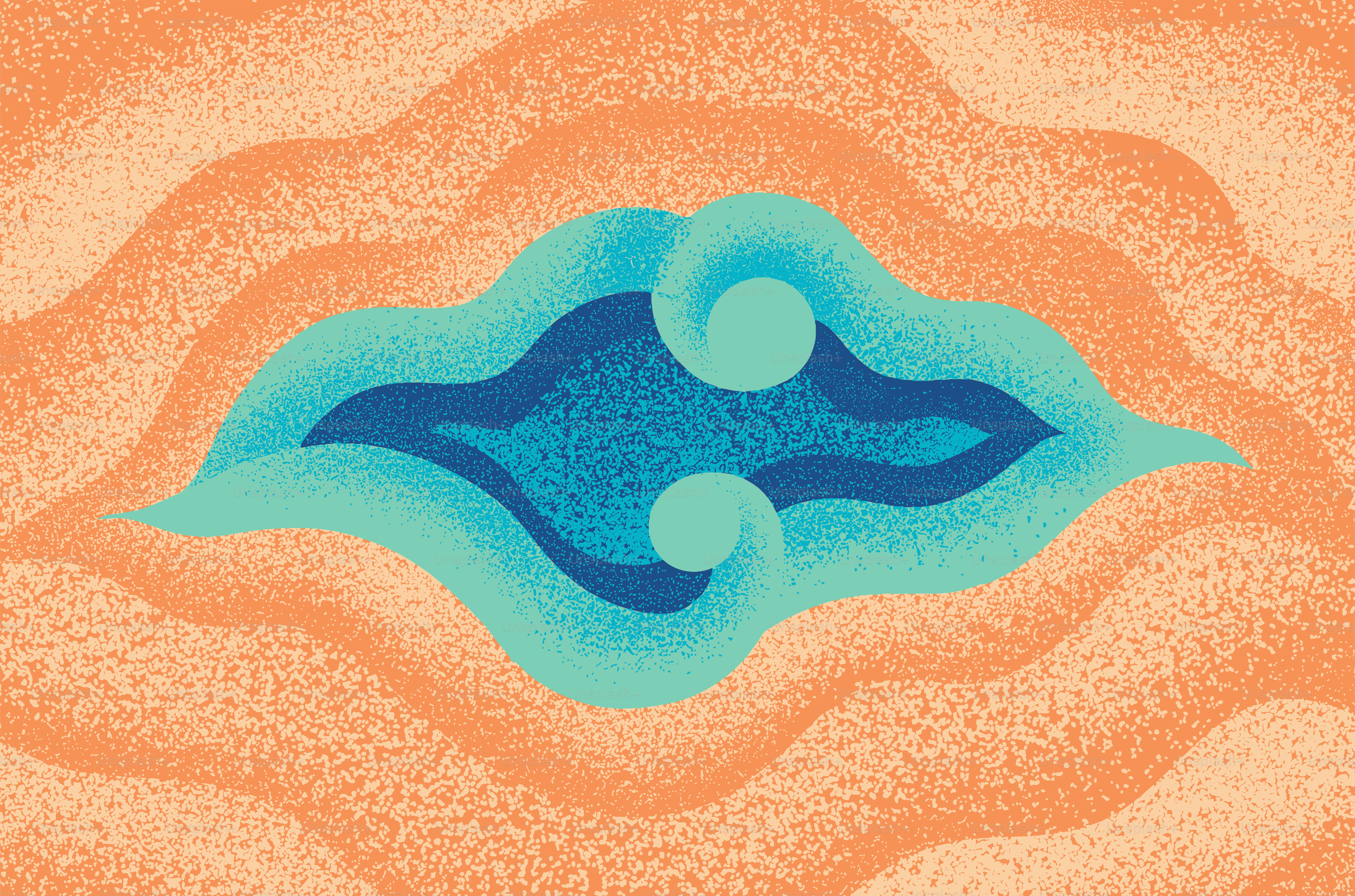 Patrón abstracto de remolinos naranja y azul