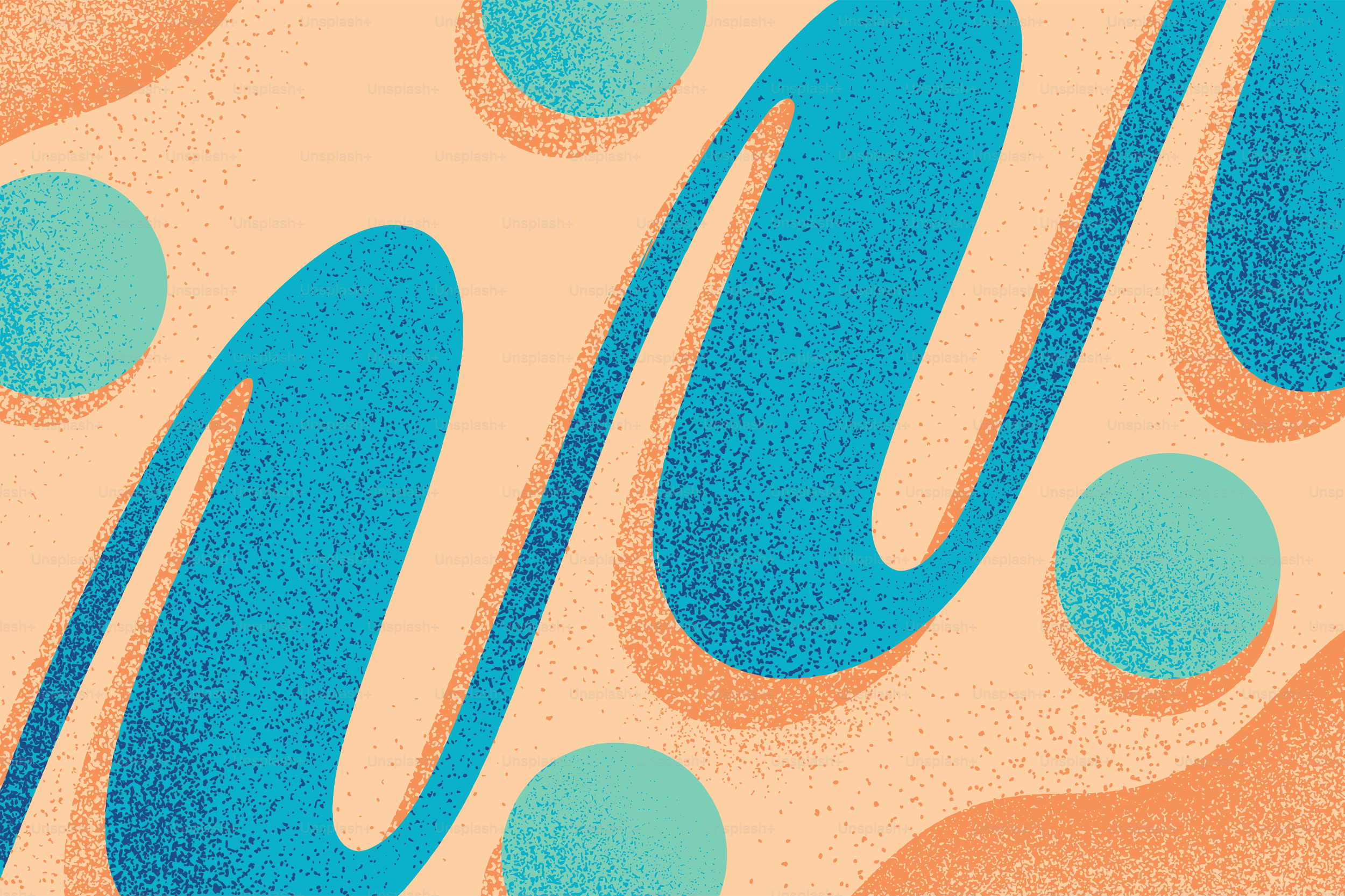 Patrón abstracto con líneas y círculos ondulados azules