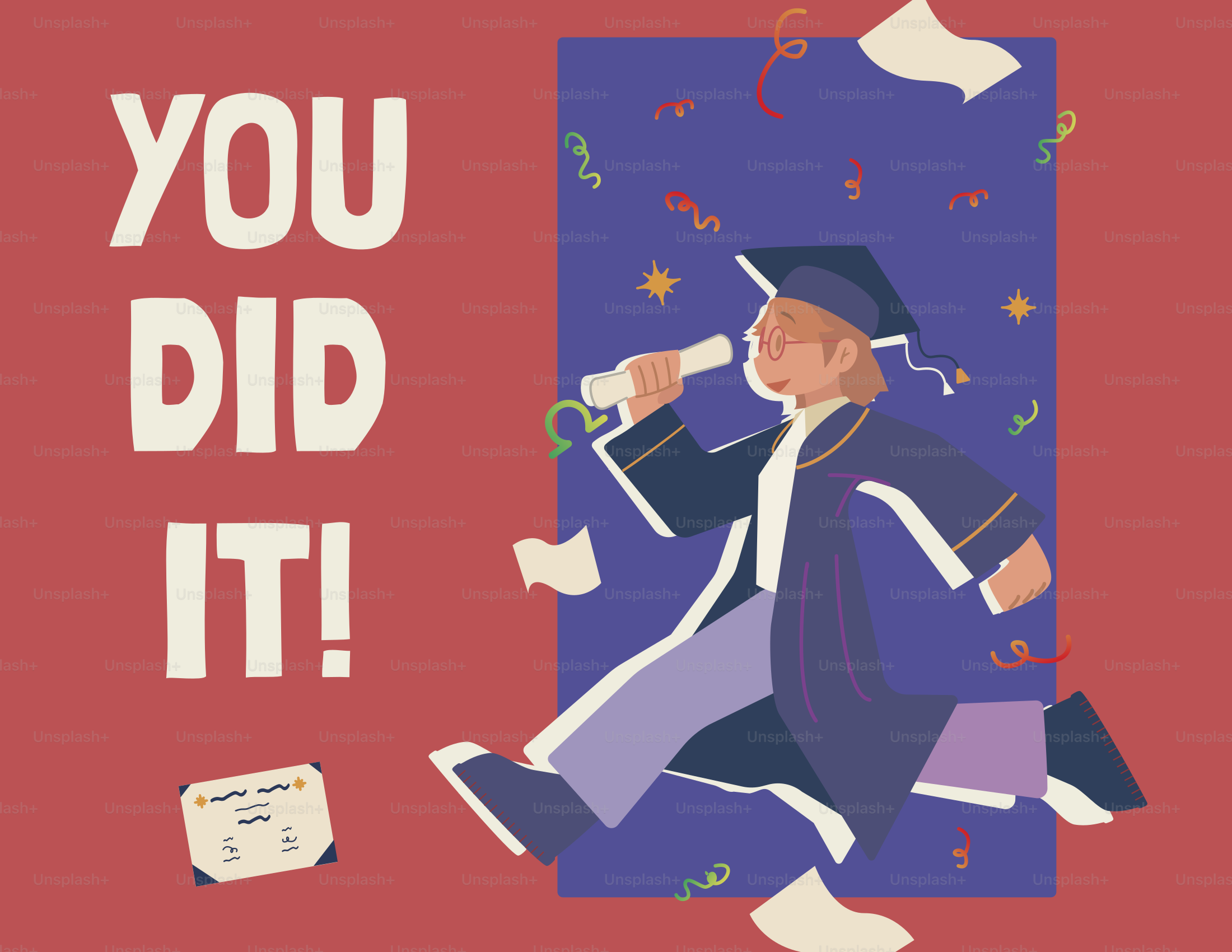 Celebrazione della laurea con coriandoli e diploma