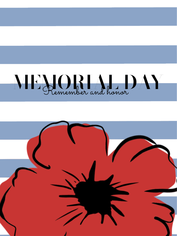 Papavero rosso con testo commemorativo su sfondo a righe