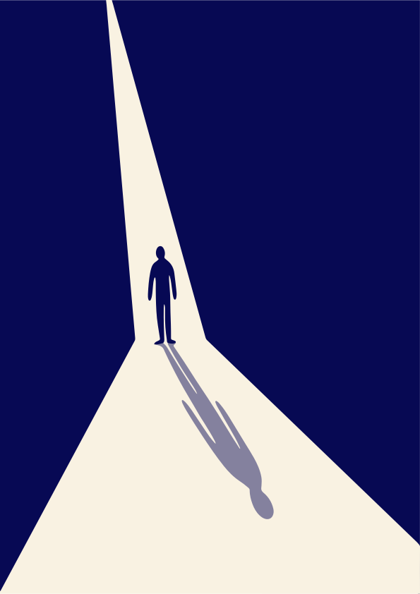 Silueta, una persona de pie en un umbral luminoso.