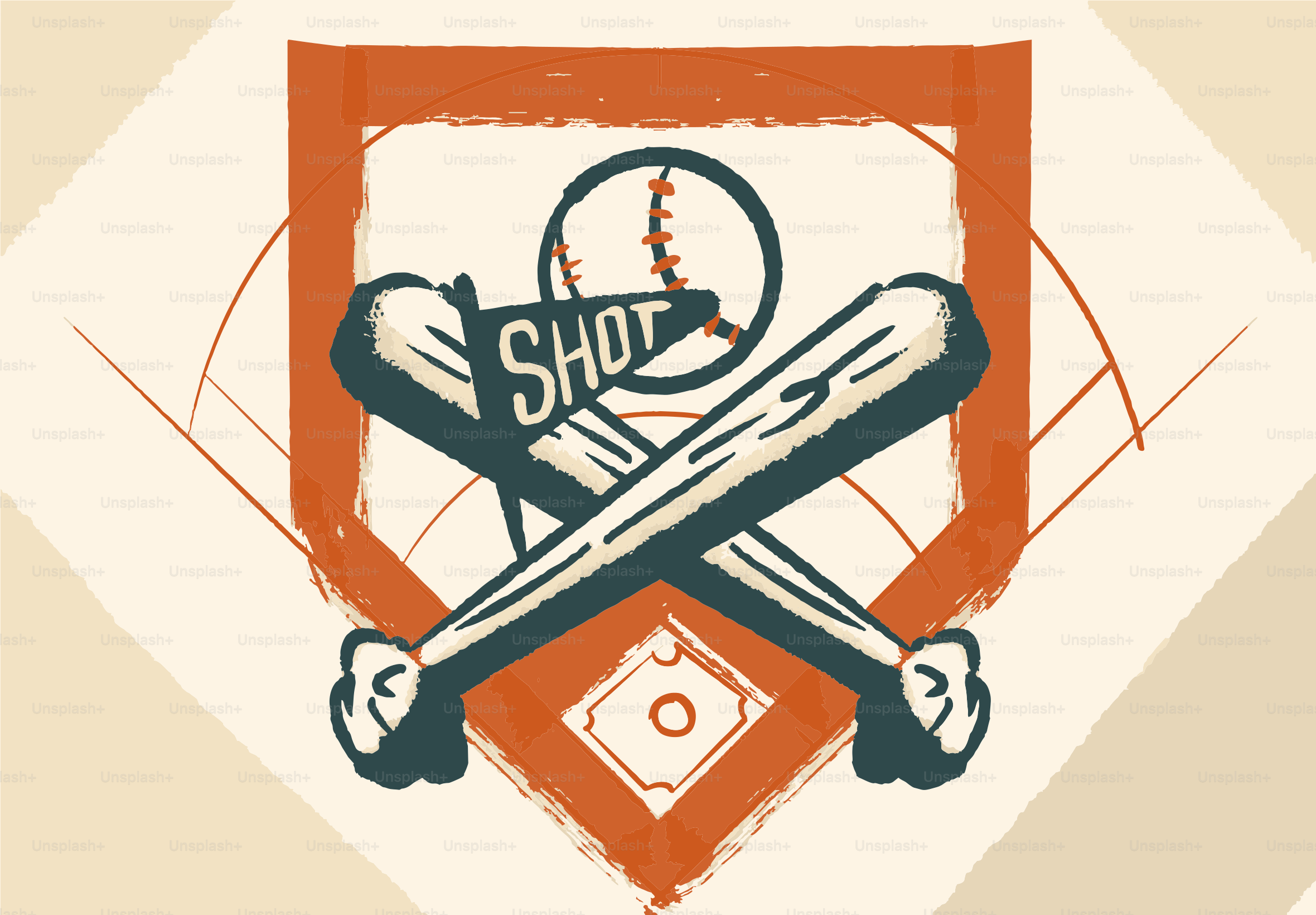 Baseball- und gekreuzte Schläger-Emblem mit "Shot"-Text.