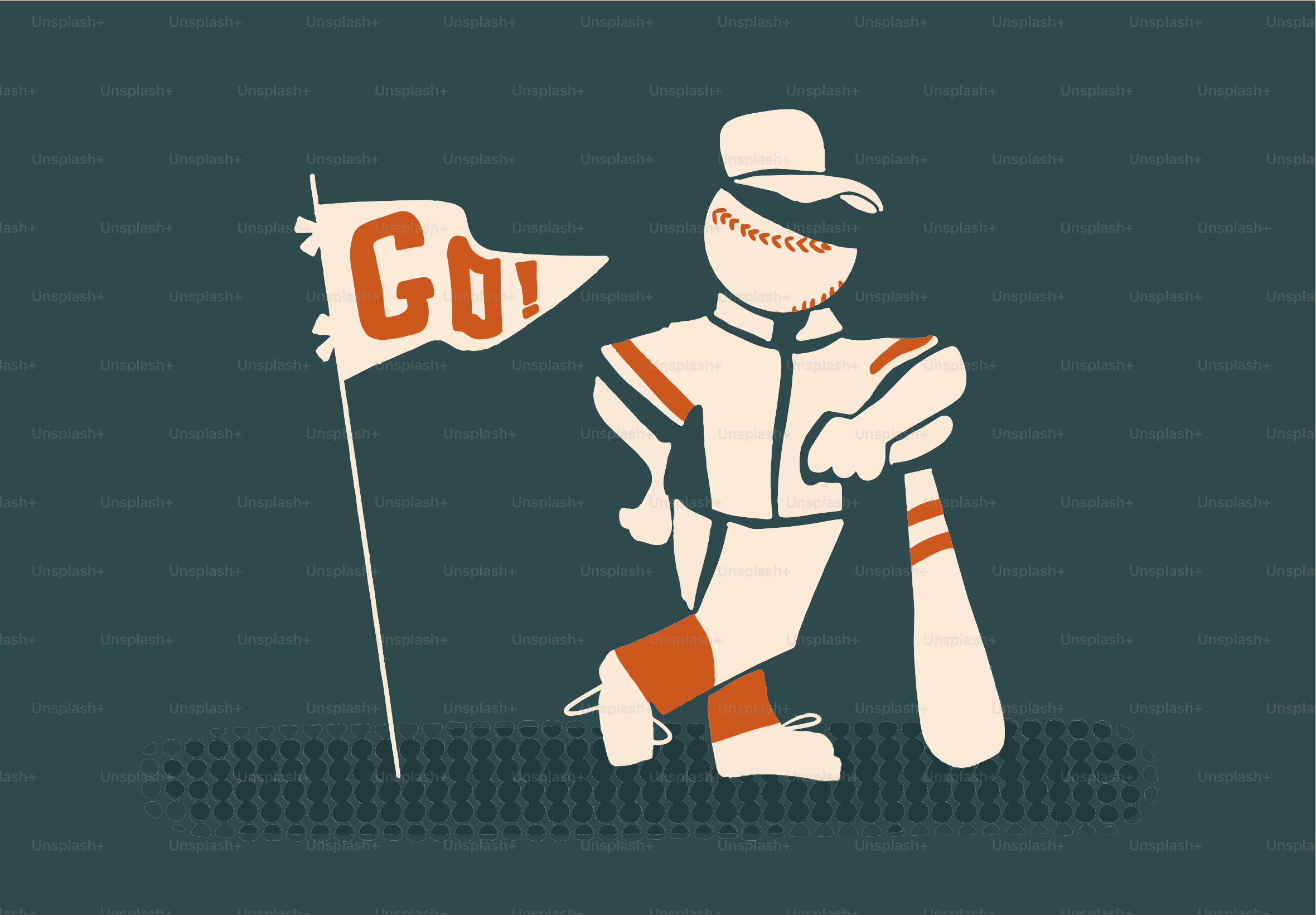 Baseballspieler mit einer "Go!"-Flagge