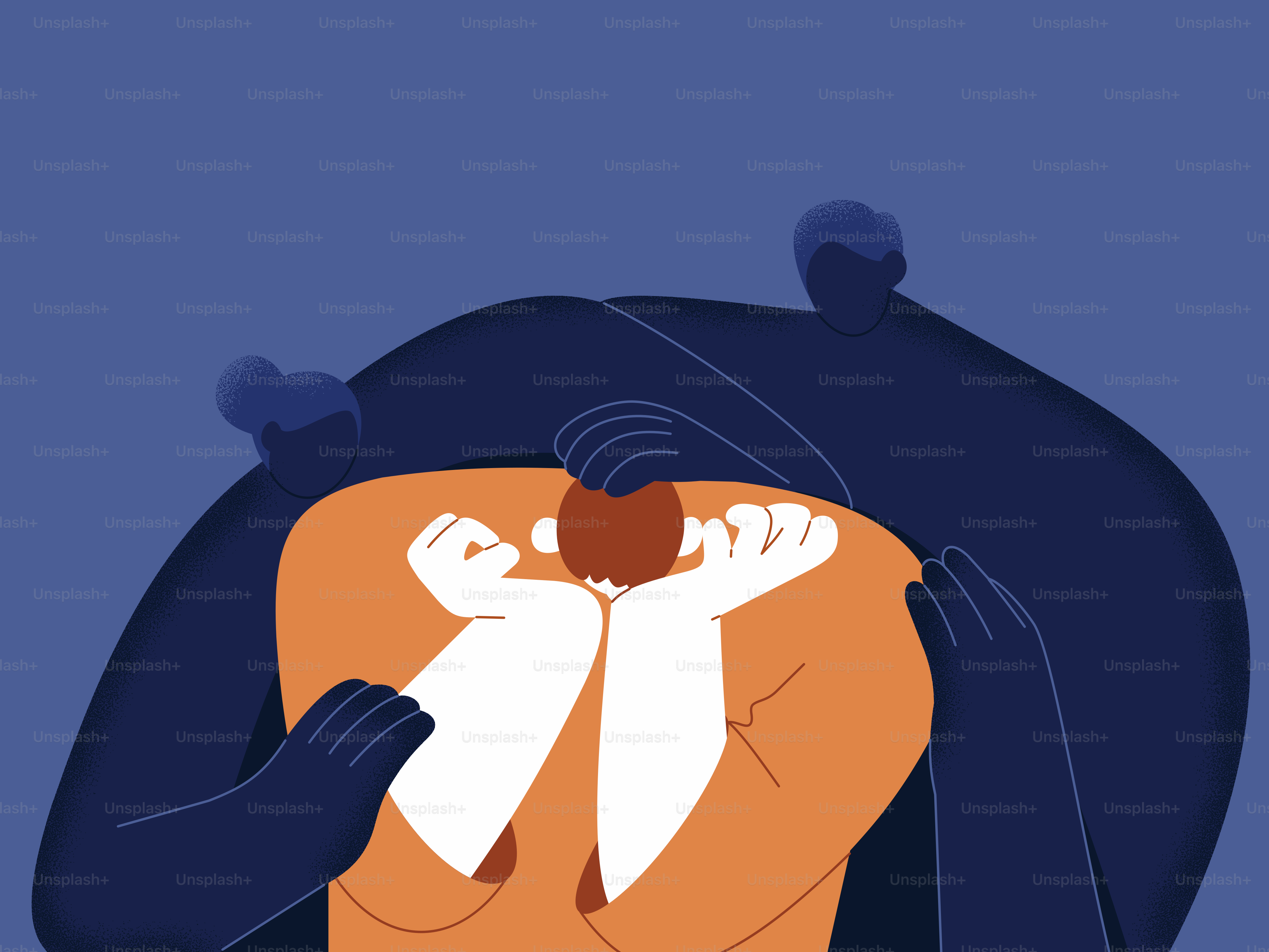 二人の暗い影が、苦しむ人を慰めている。