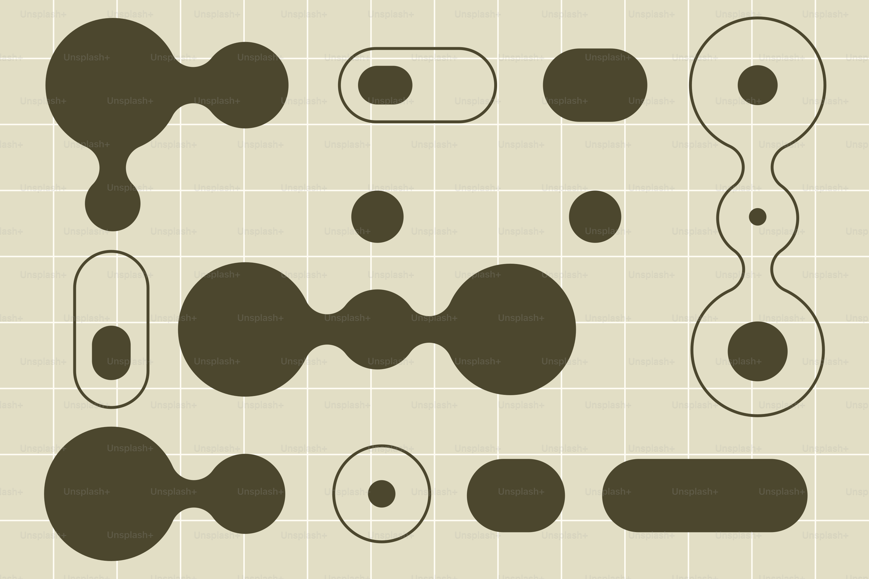 Formas abstratas em um fundo de grade