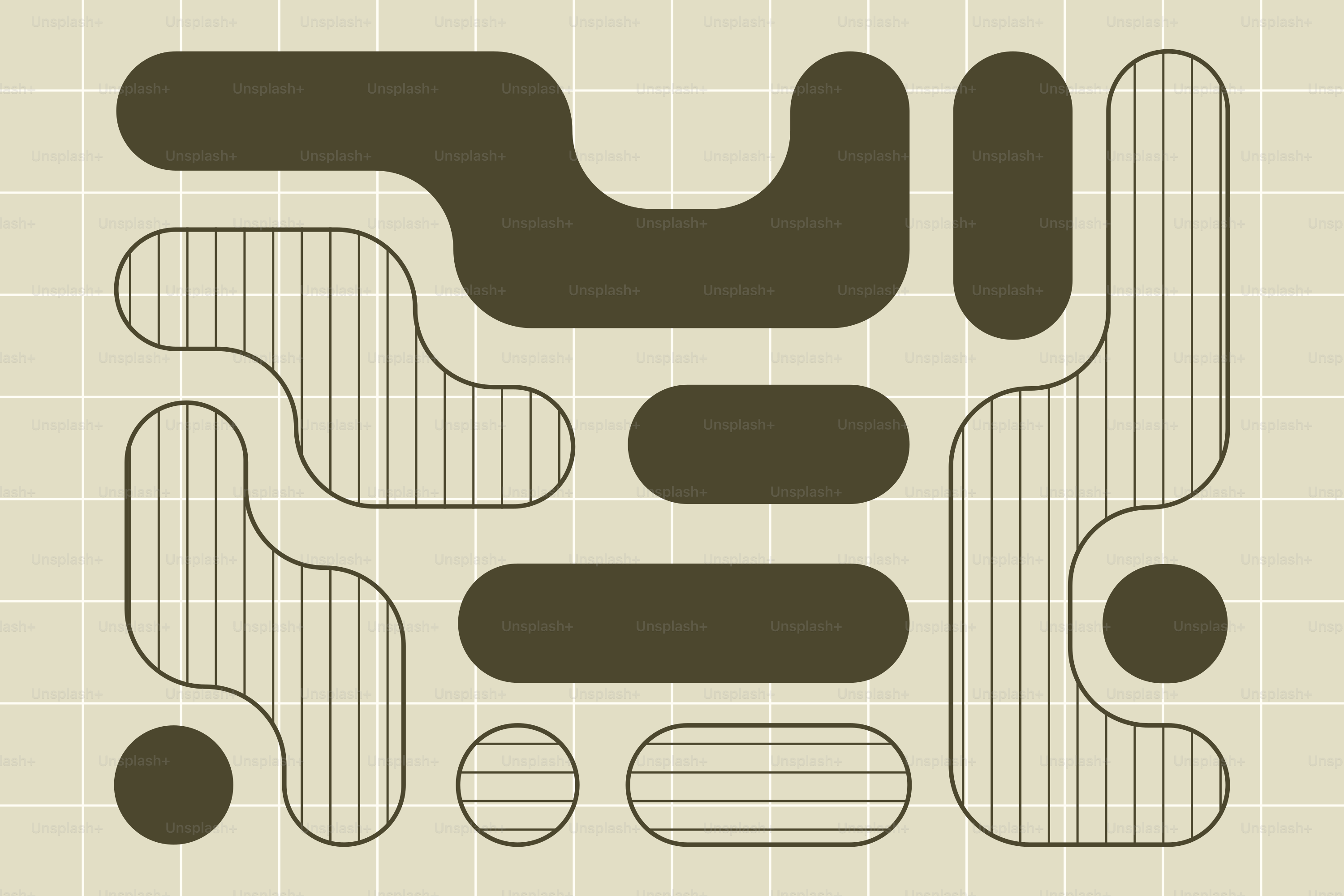 Formas geométricas abstratas com linhas sobre um fundo de grade