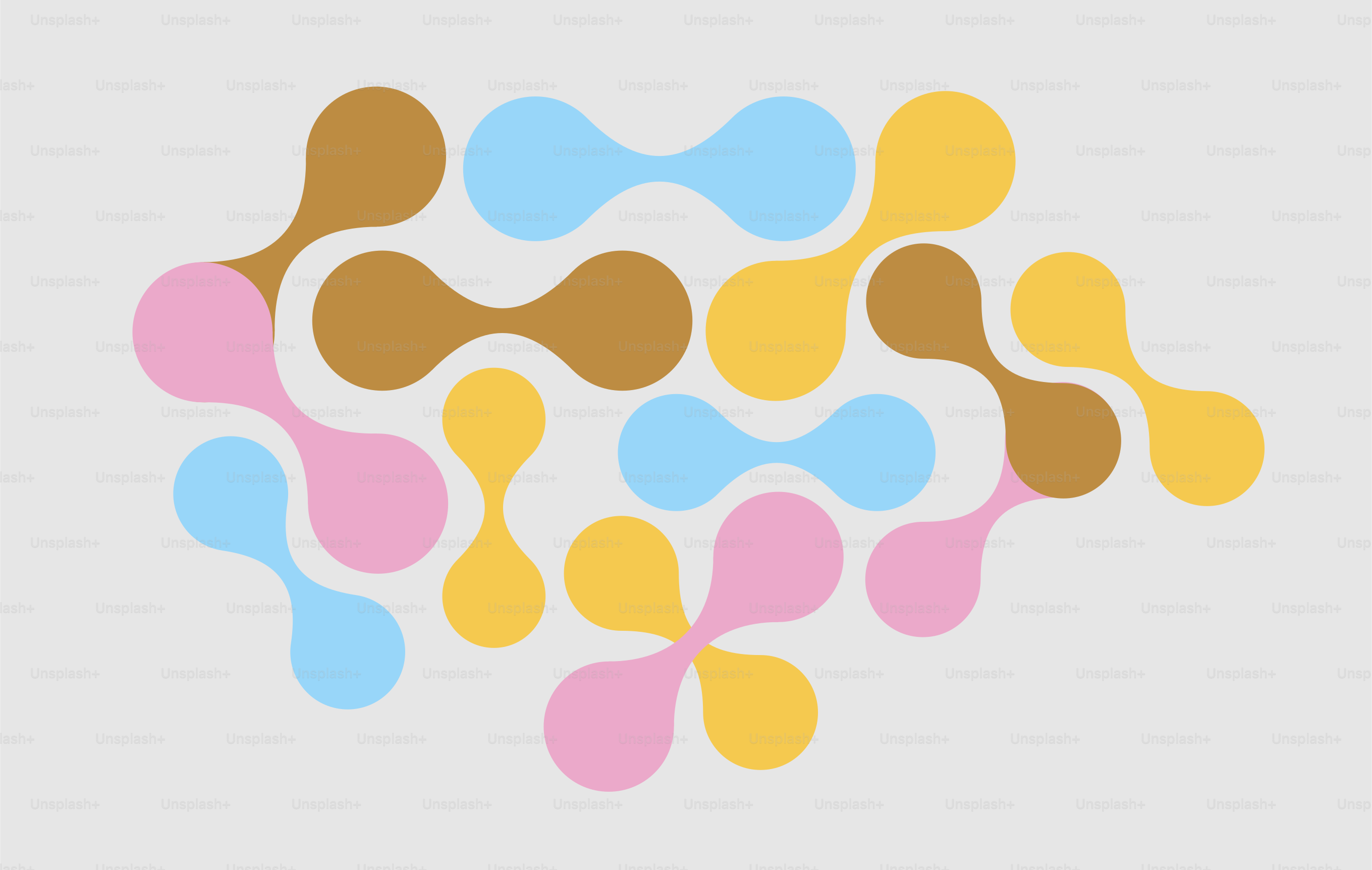 Abstract pattern of colorful blob shapes on gray background.