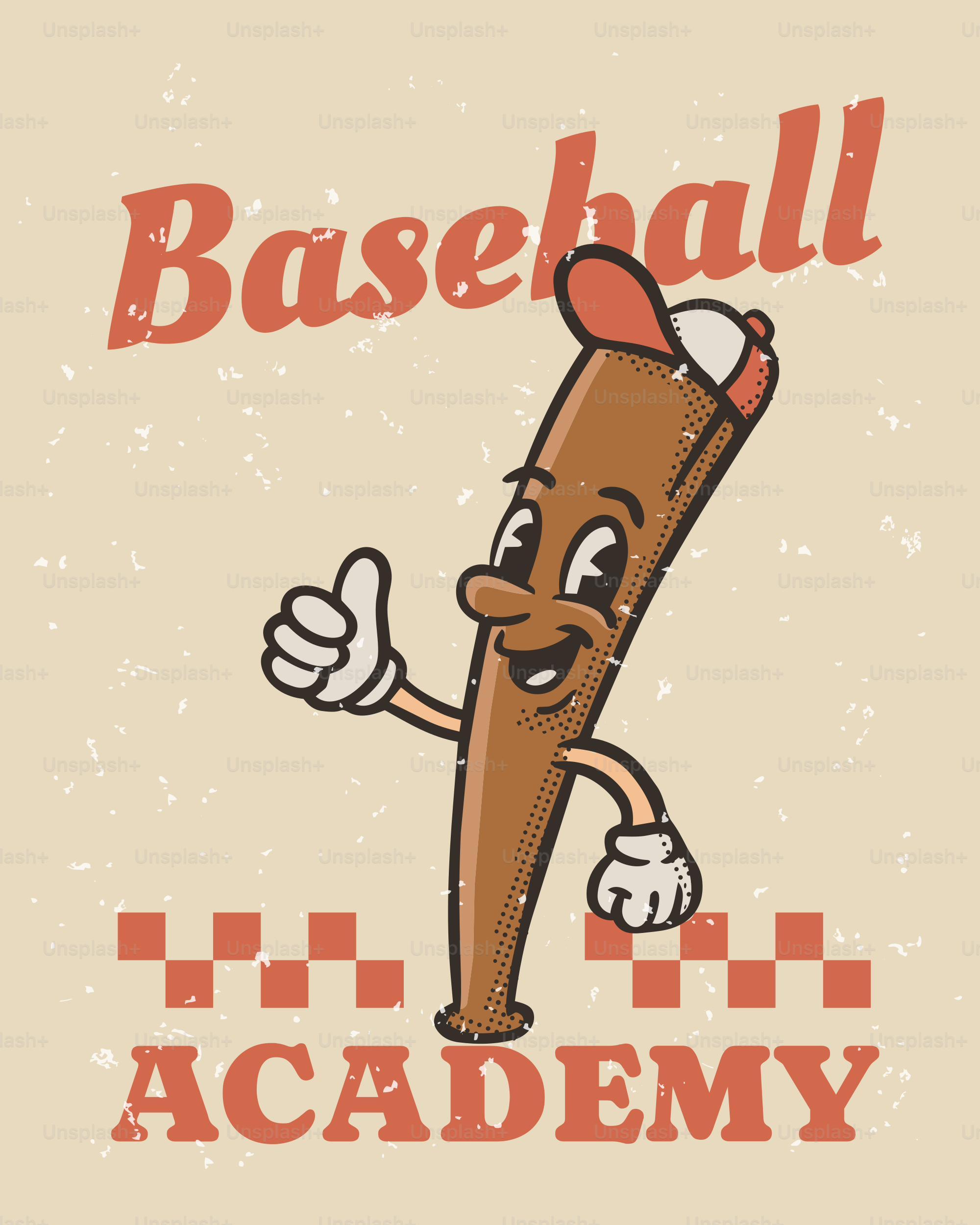 Mazza da baseball dei cartoni animati che fa il pollice in su