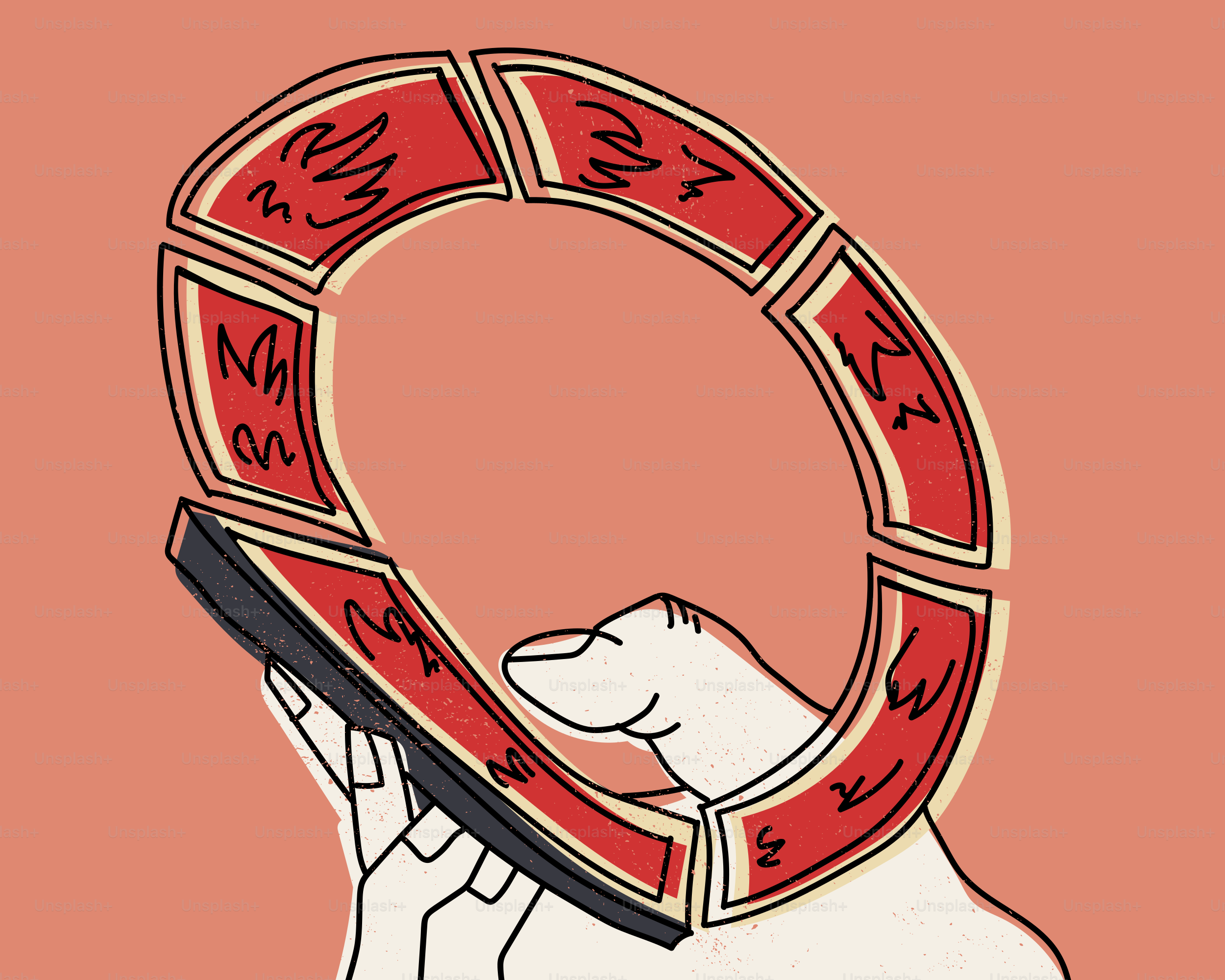 Mano sosteniendo un anillo de cartas con diseños rojos.