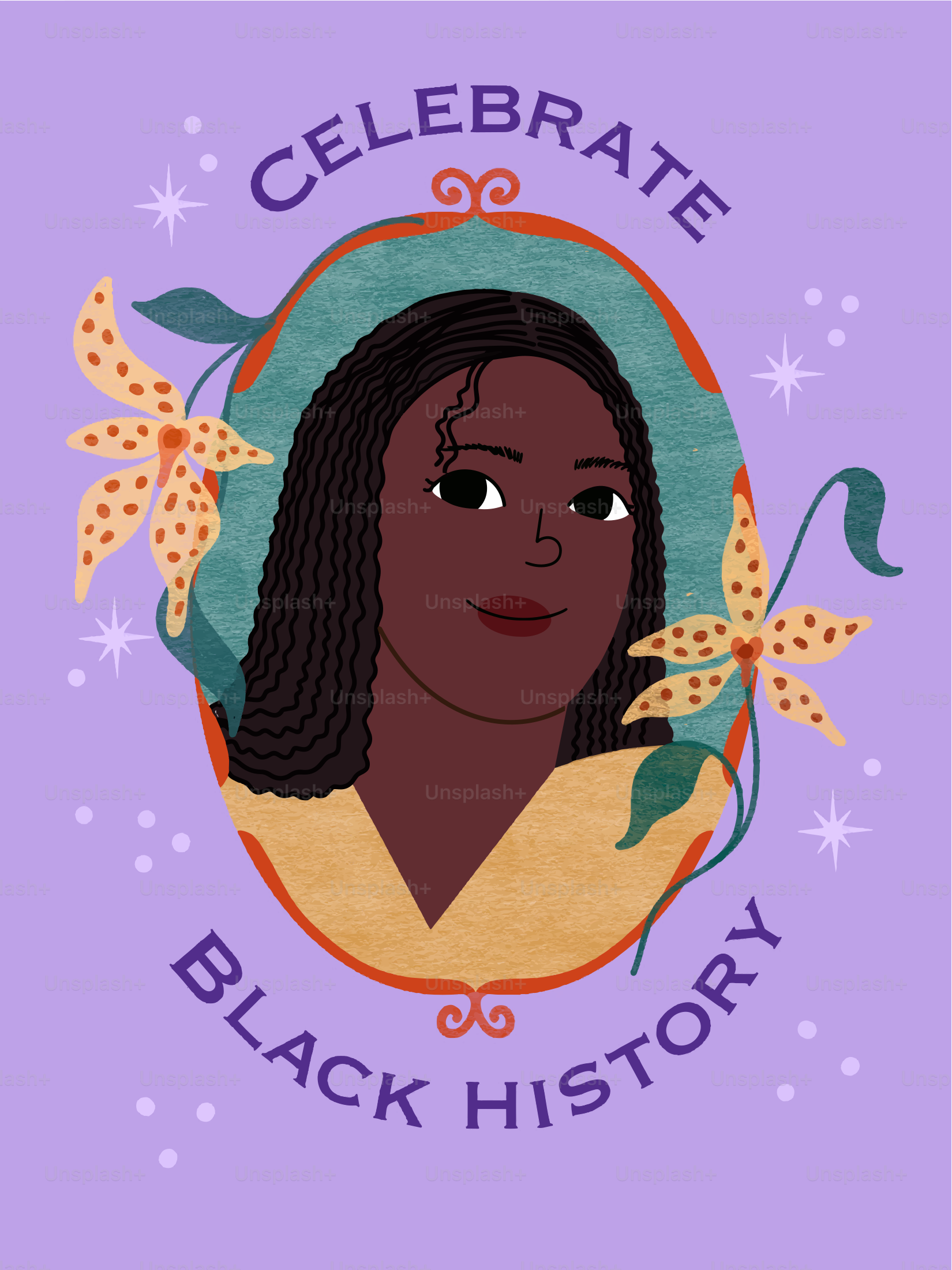 Feiere die schwarze Geschichte mit einem Porträt einer Frau.
