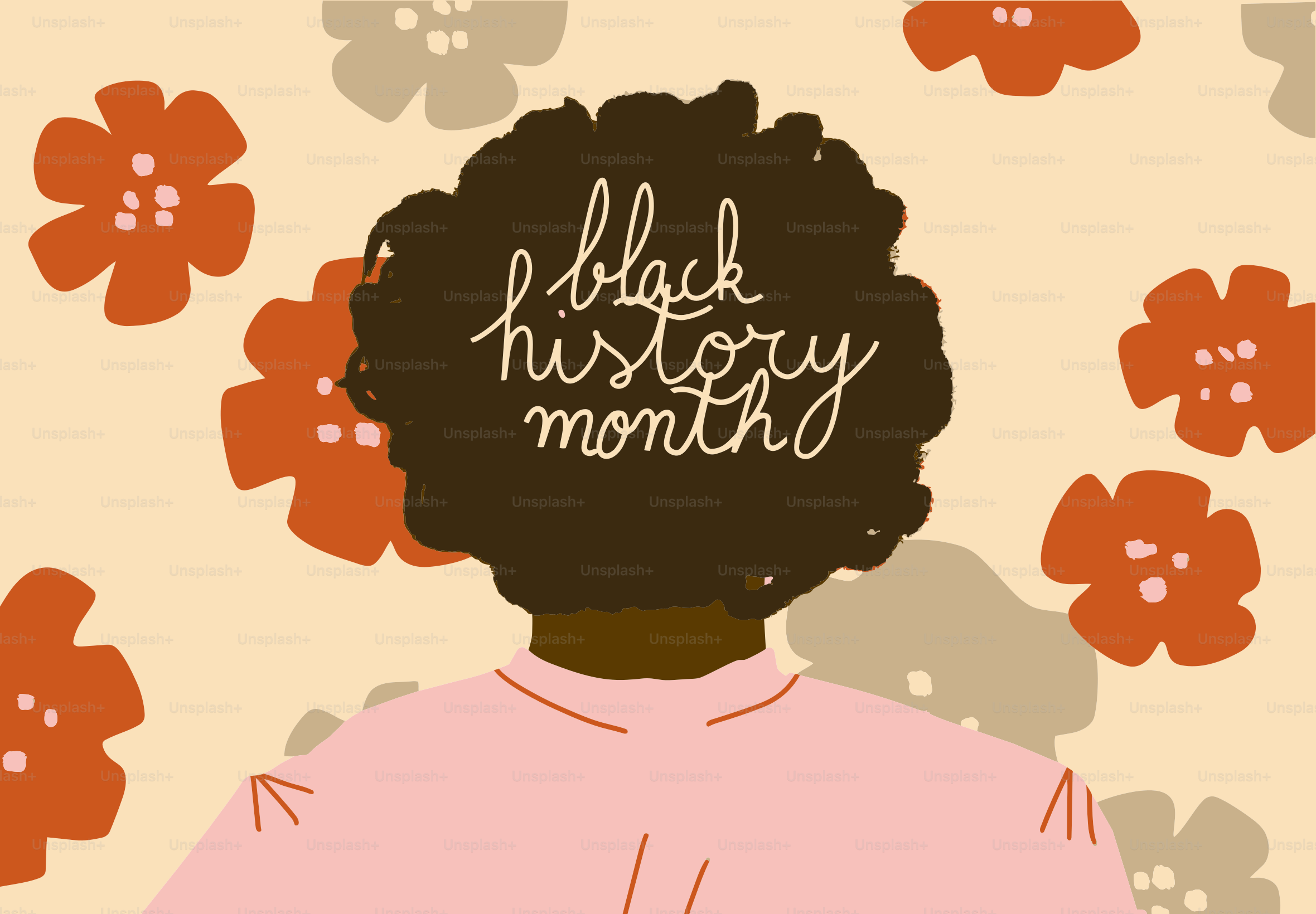 Black History Month Text über die Haare einer Frau