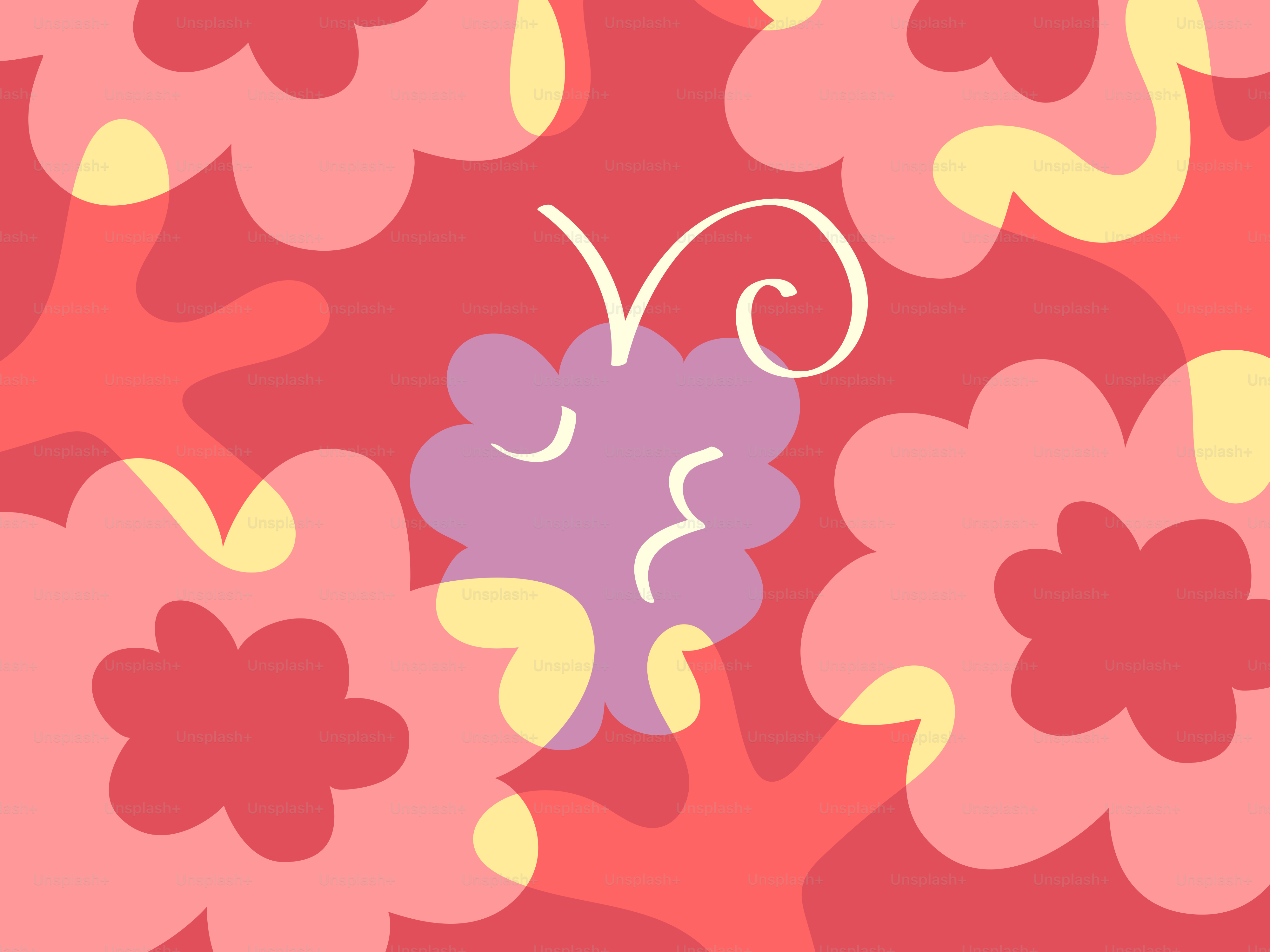 Racimo de uva morada con enredadera en espiral sobre fondo floral