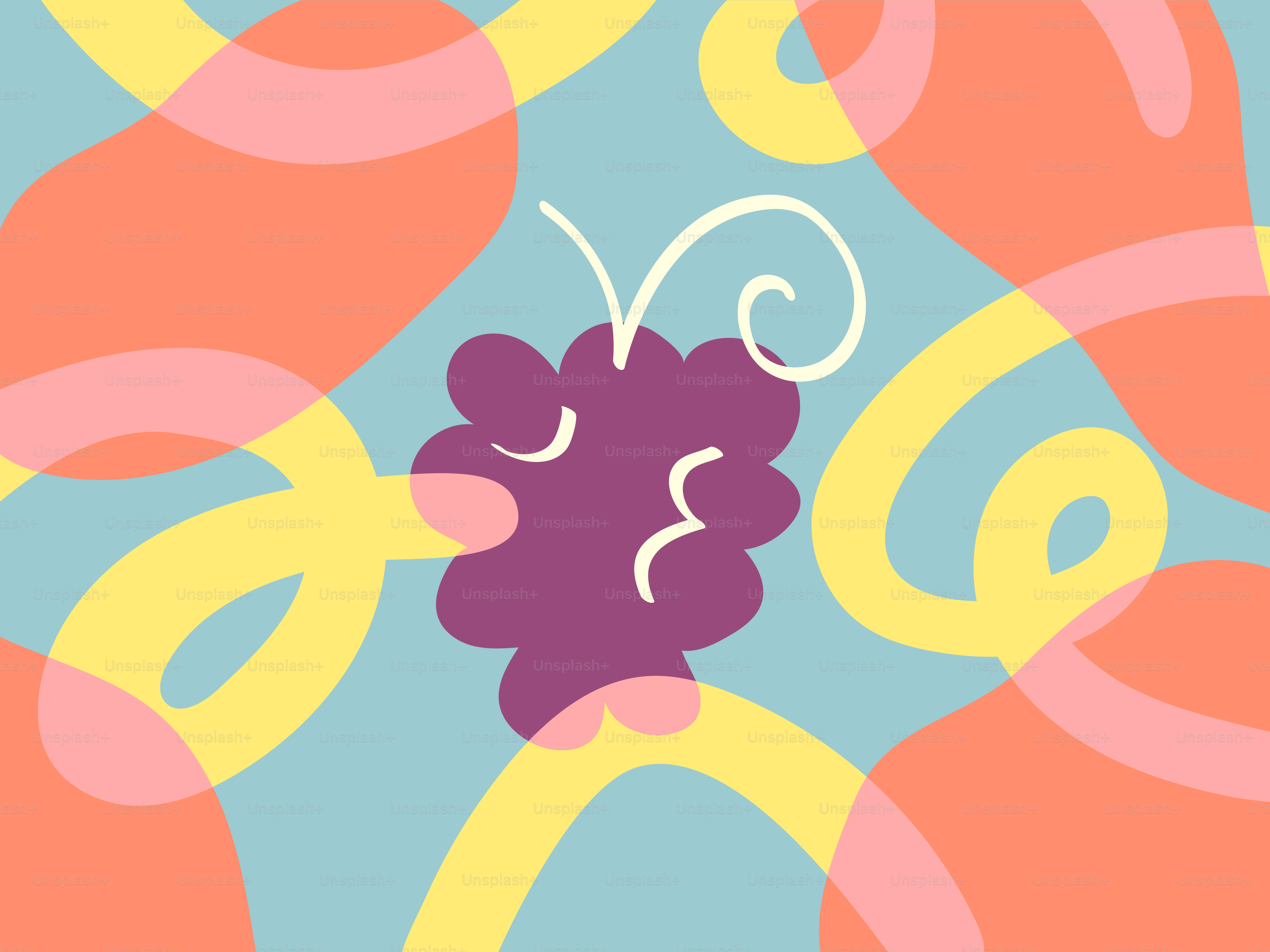 Un racimo de uvas moradas sobre un colorido fondo abstracto