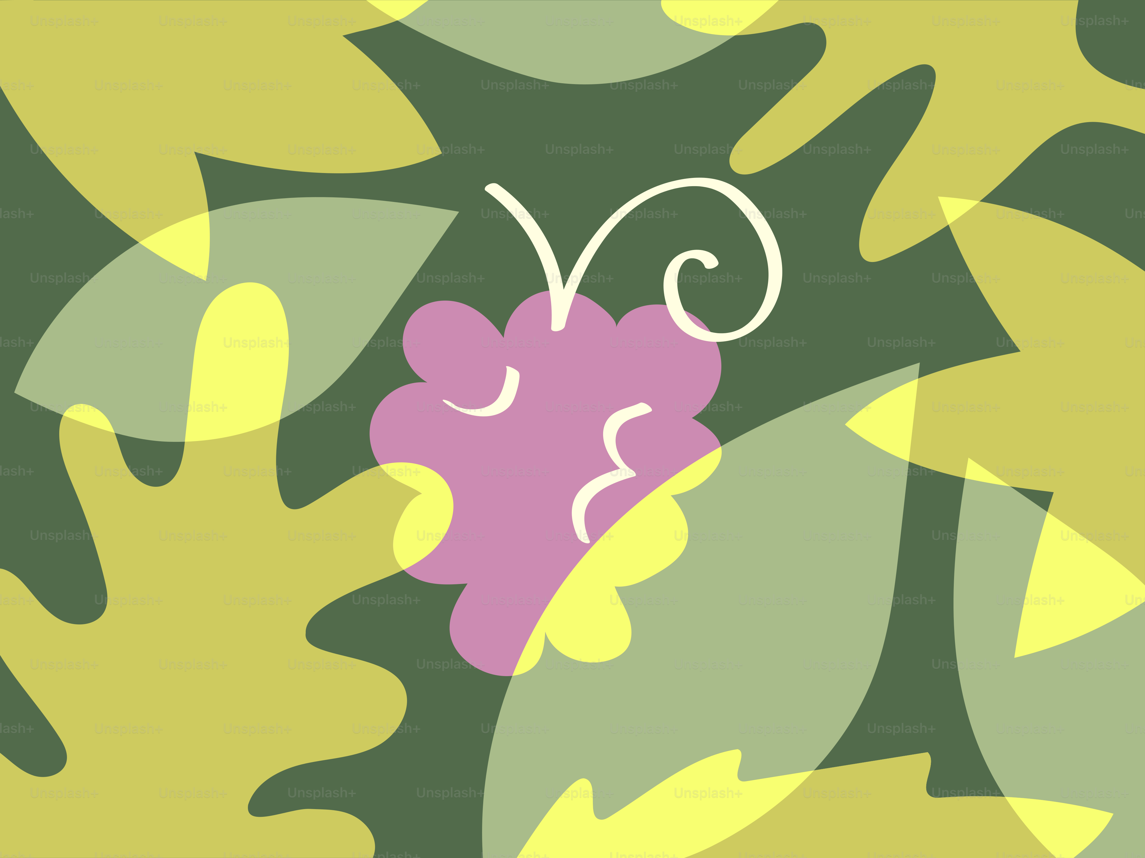 Un racimo estilizado de uvas con hojas