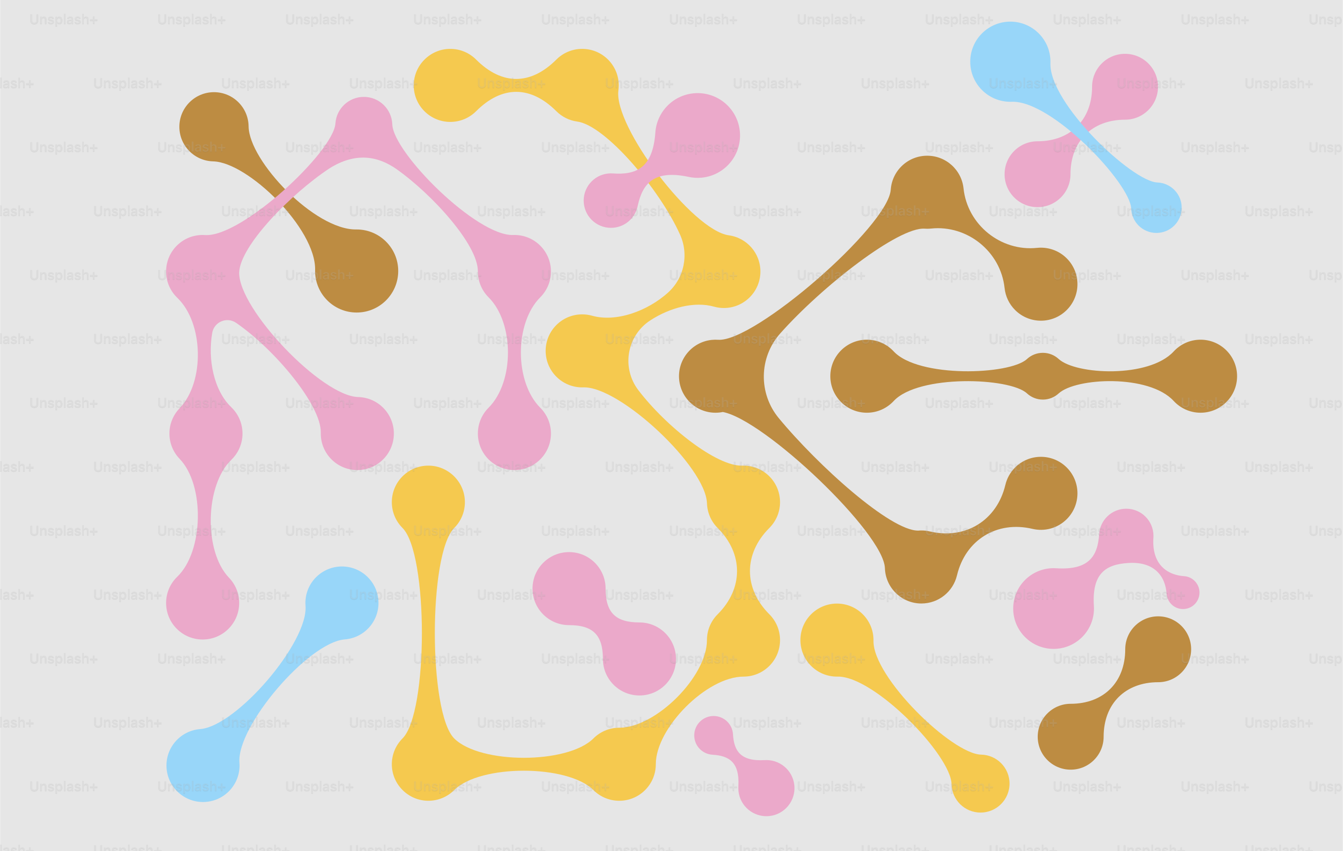 Abstract shapes in pastel colors on a gray background