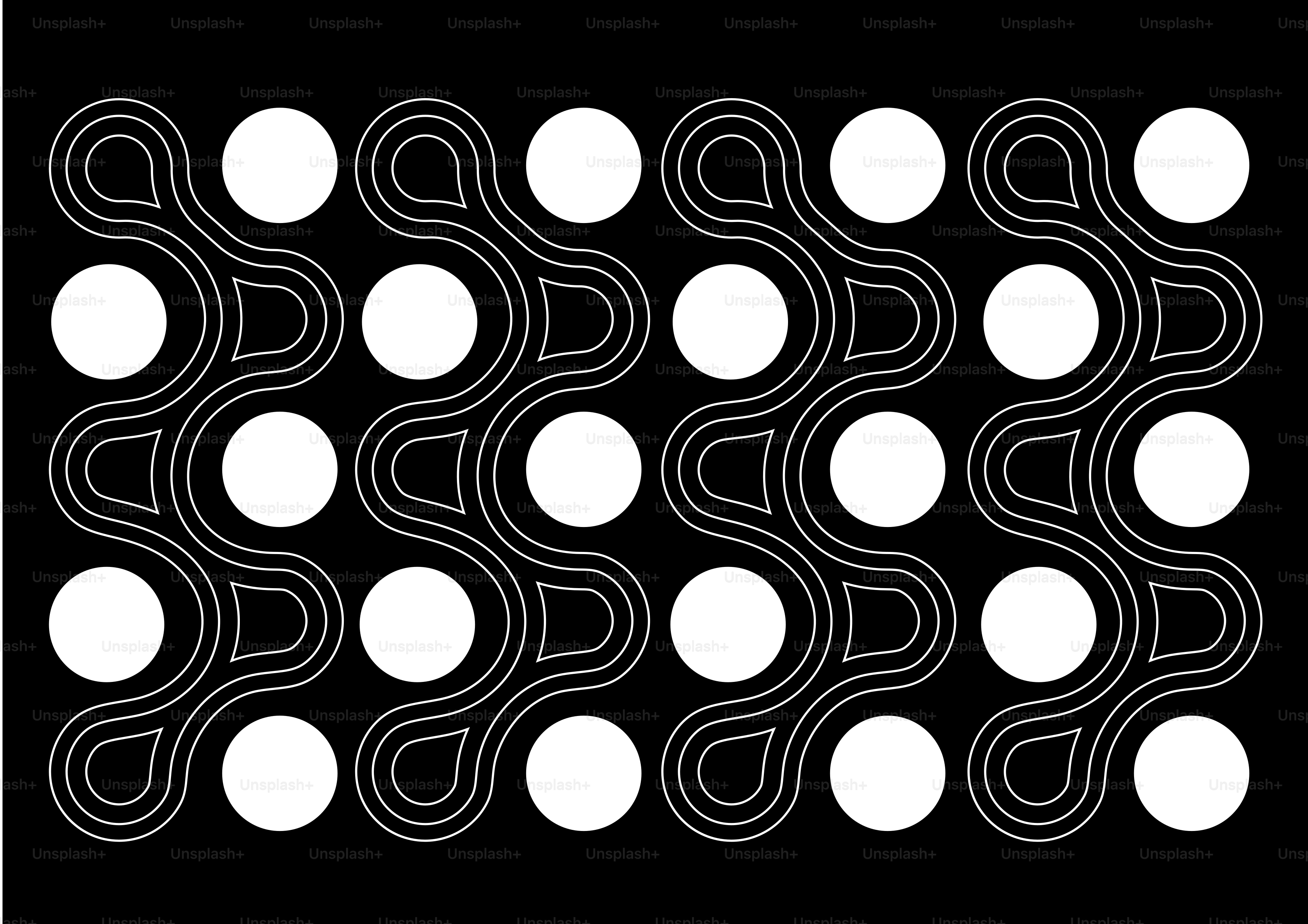 Patrón abstracto de círculos blancos y líneas onduladas