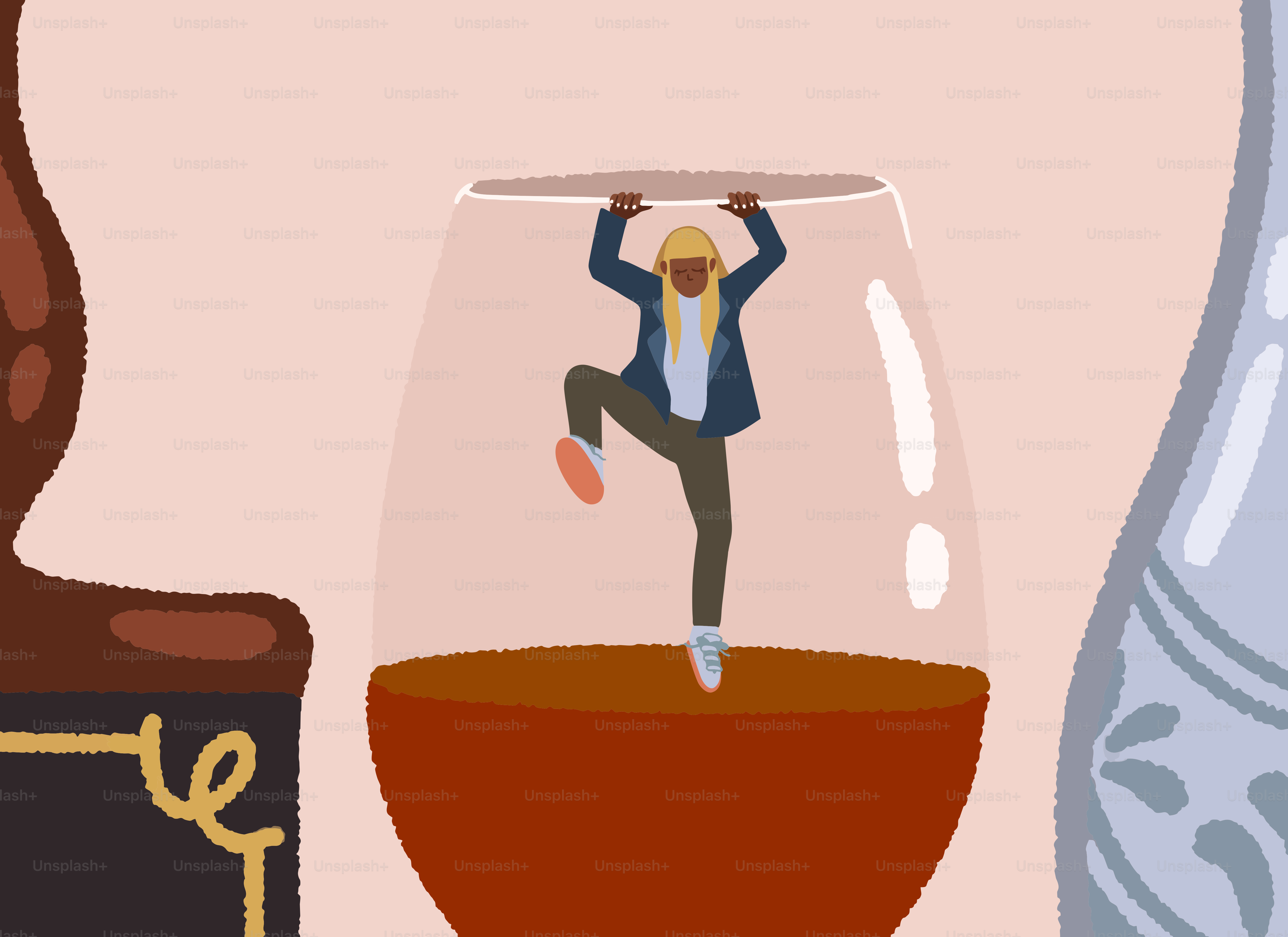 Femme dansant dans un verre de vin avec des bouteilles.
