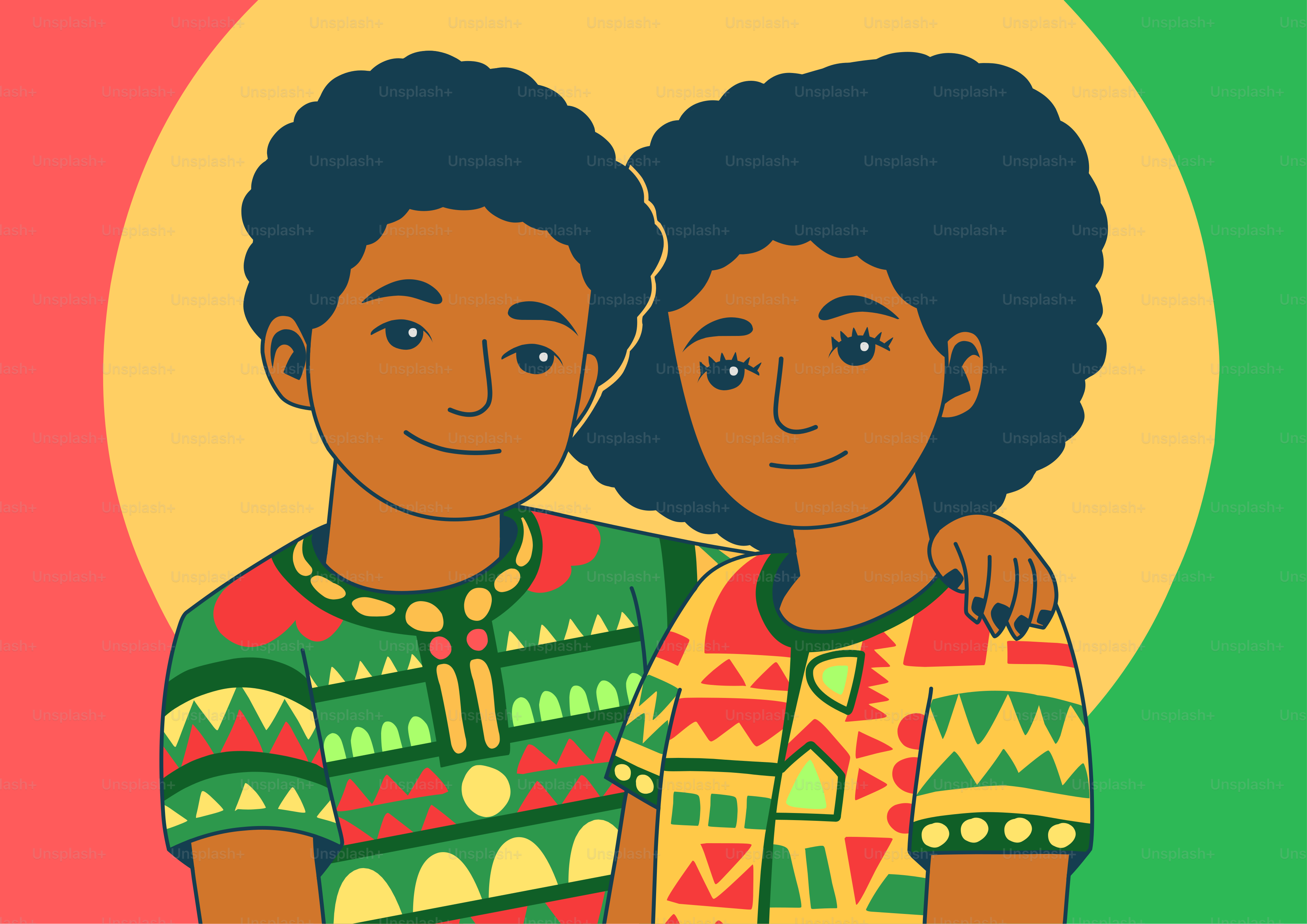 Two children in colorful african-inspired clothing