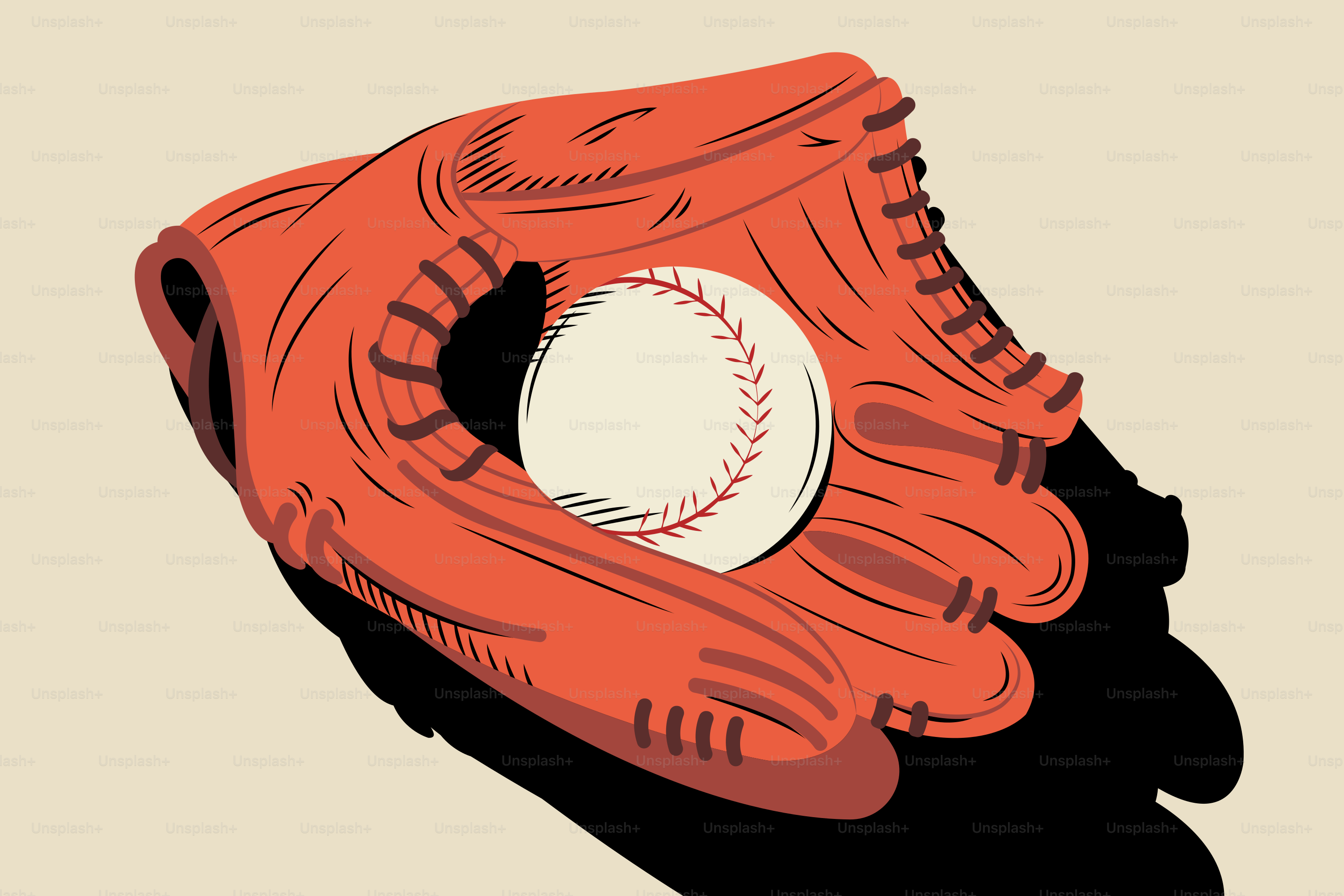 Baseball in a leather glove against a plain background