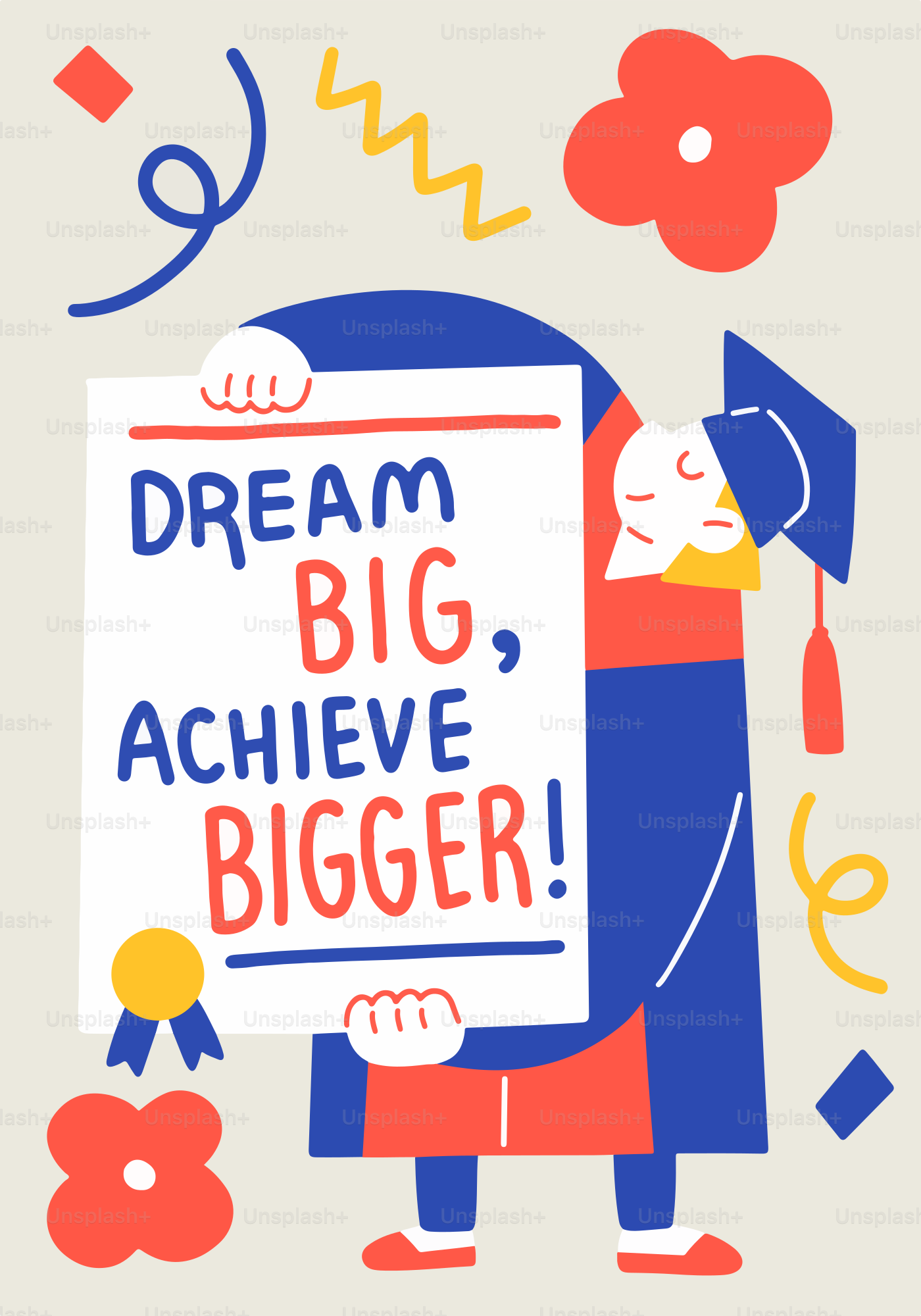 Graduation with diploma and motivational message
