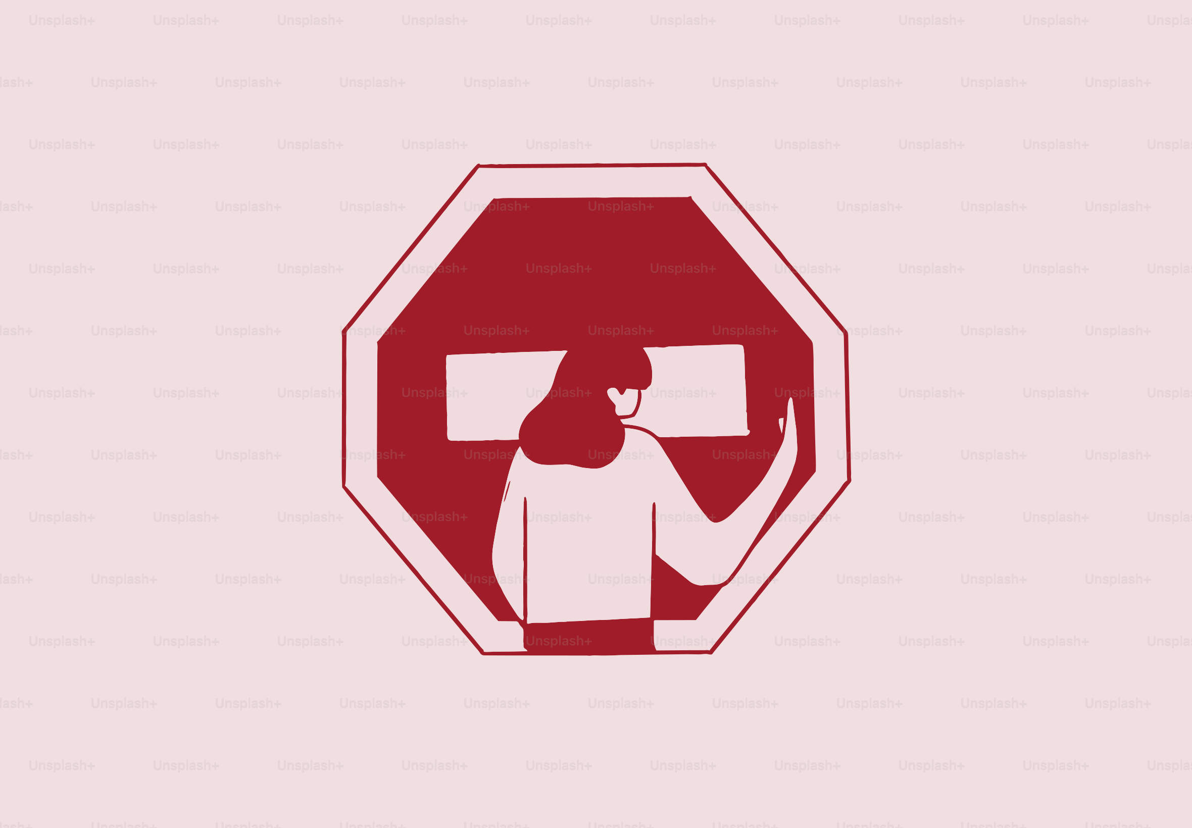 Person, die an einem roten achteckigen Schild anhält.