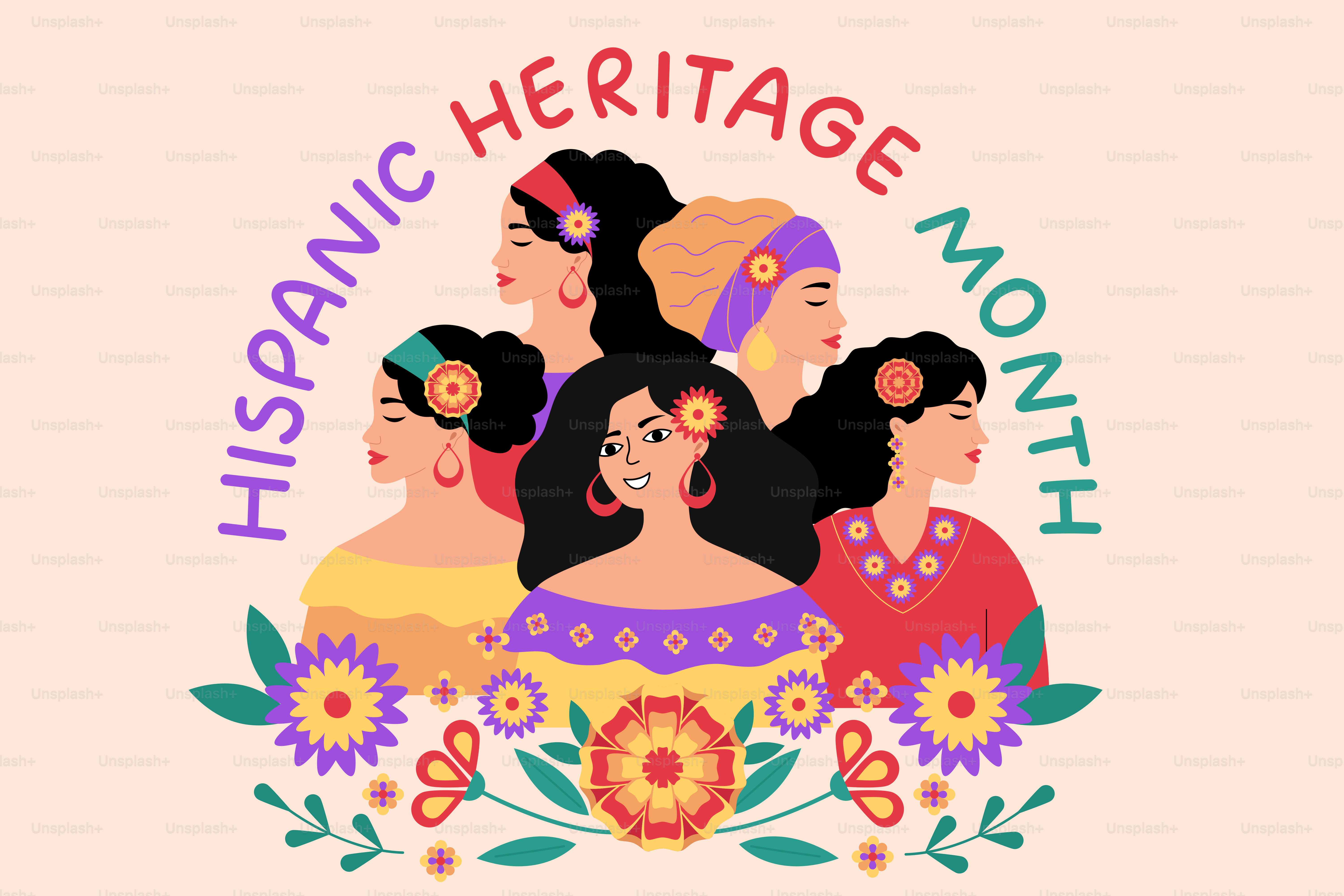 Célébration du mois du patrimoine hispanique avec des femmes diverses