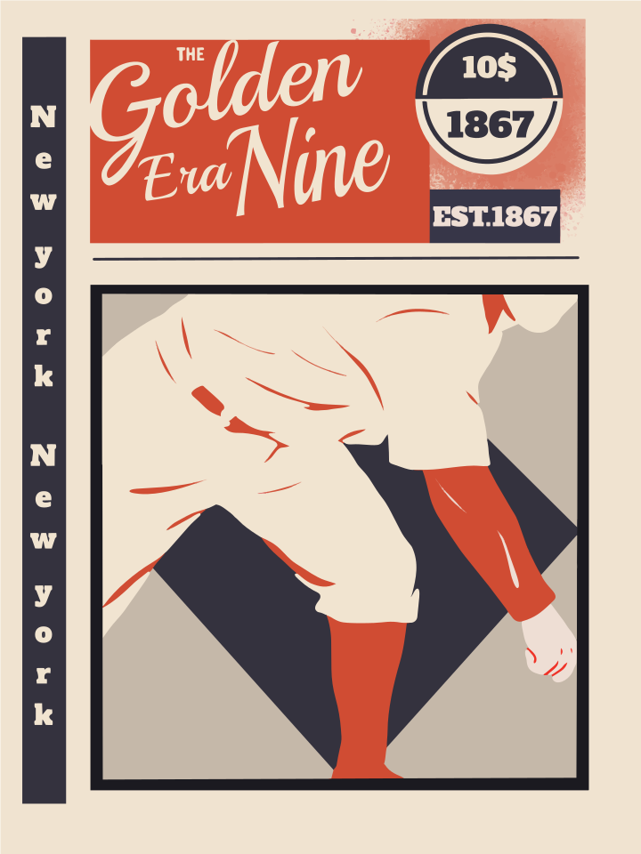 골든 에라 9인의 빈티지 야구 광고