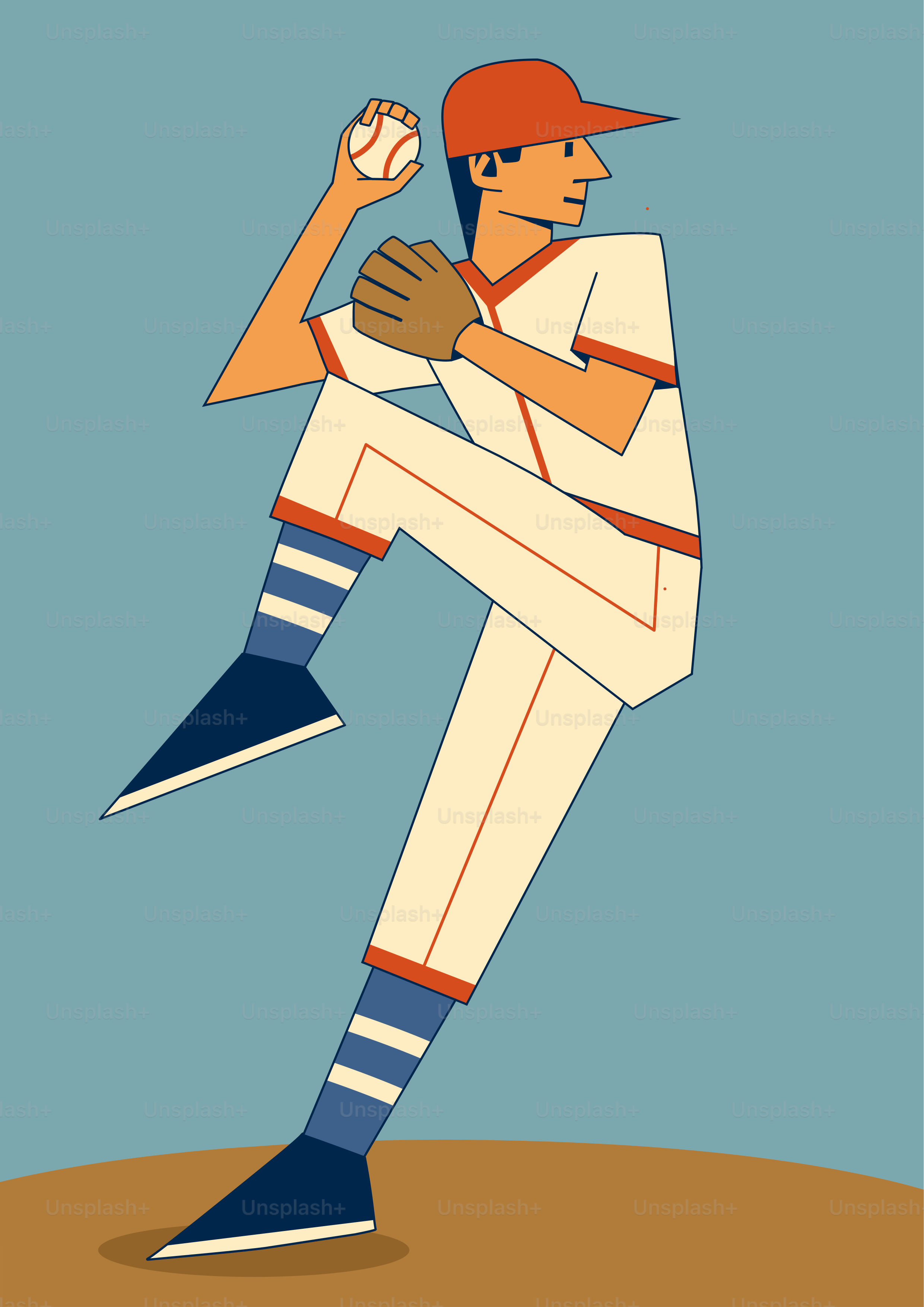 Baseball pitcher in mid-throw on a blue background