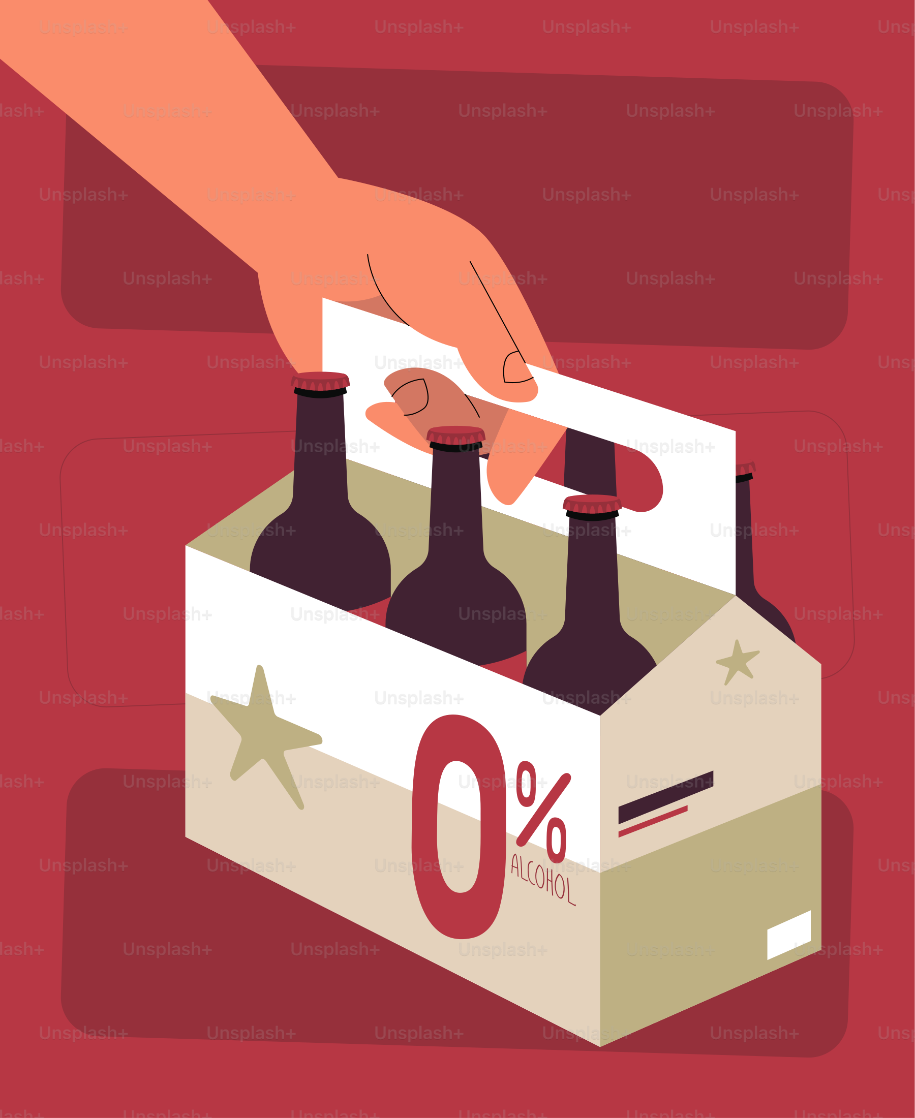 Hand carrying a six-pack of 0% alcohol beverages