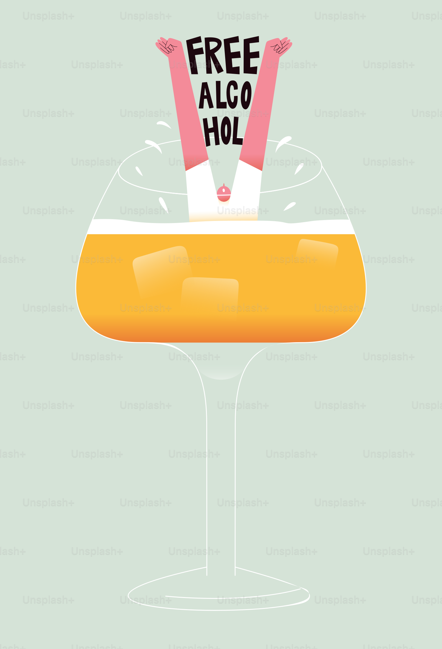 Persona sumergiéndose en un vaso grande de bebida naranja