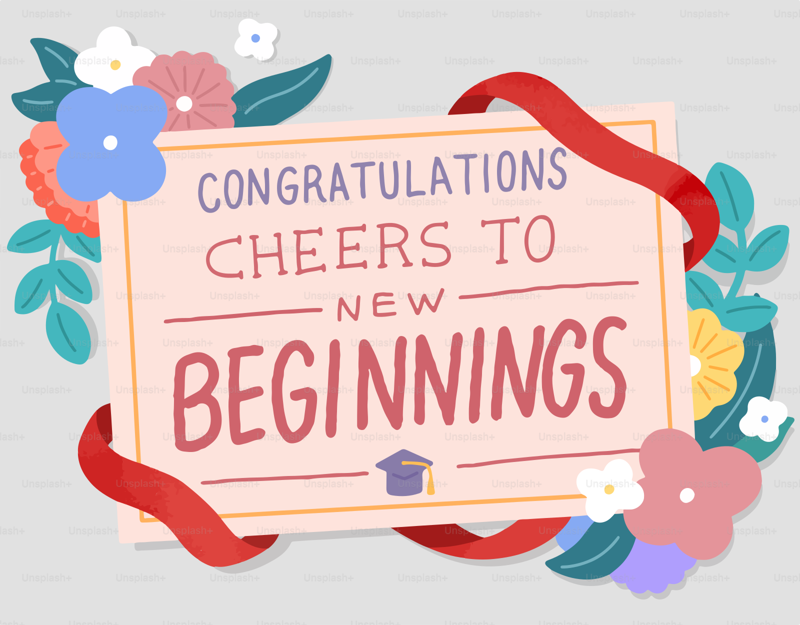 Congratulations, cheers to new beginnings with flowers.
