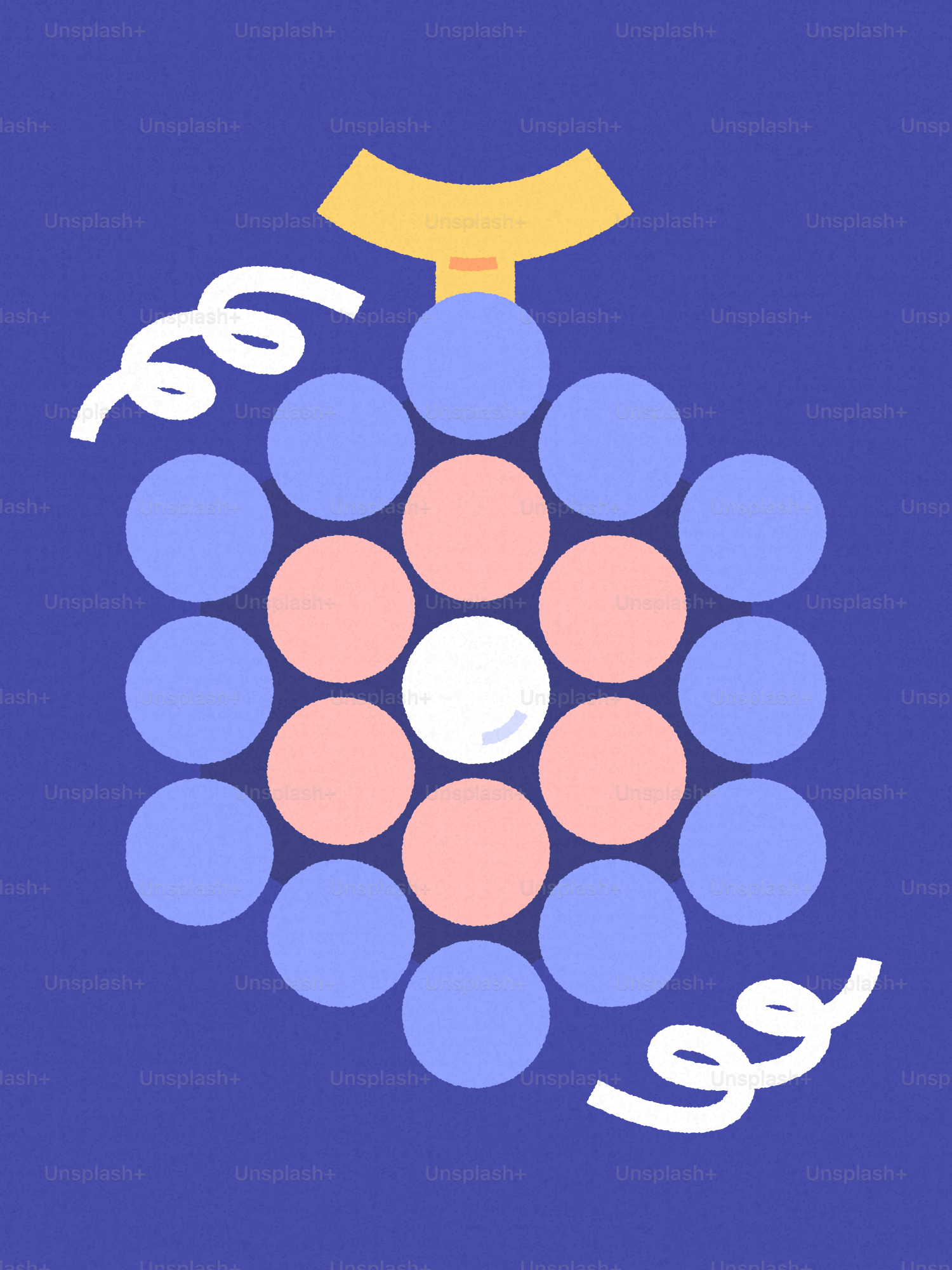 Grappo stilizzato di uva con stelo giallo