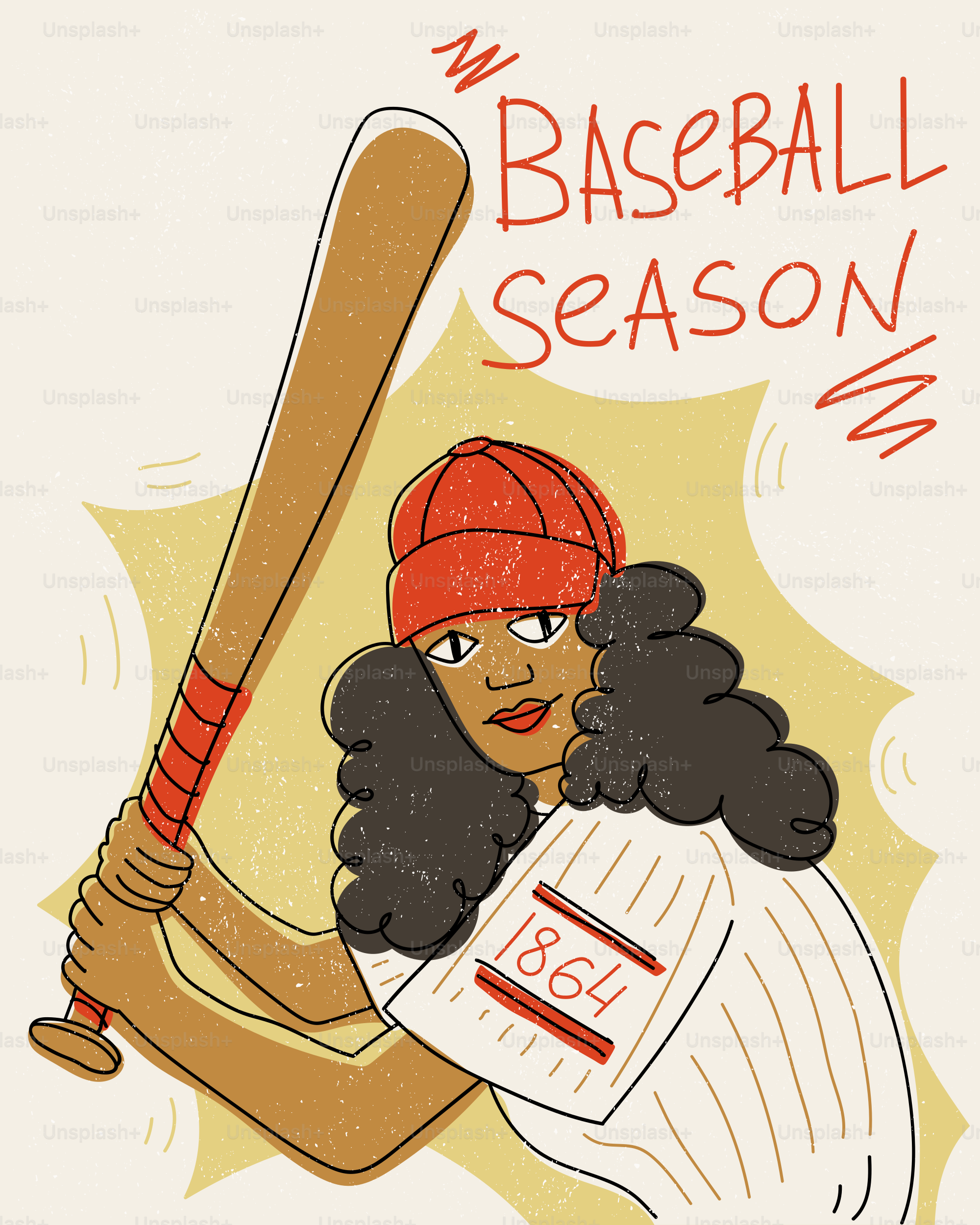 Woman in baseball uniform holding a bat