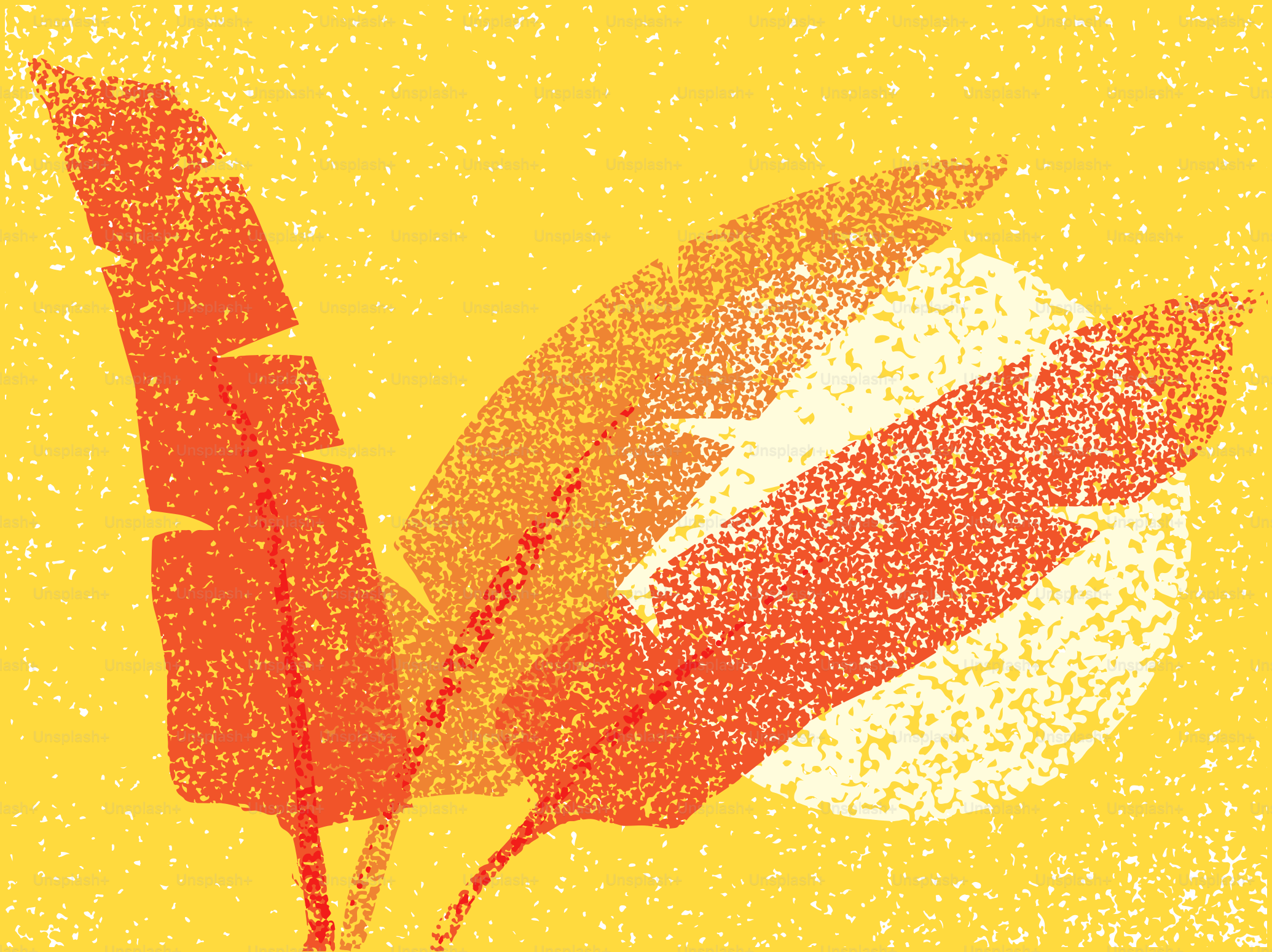 Des feuilles tropicales se détachent sur un fond jaune vif.
